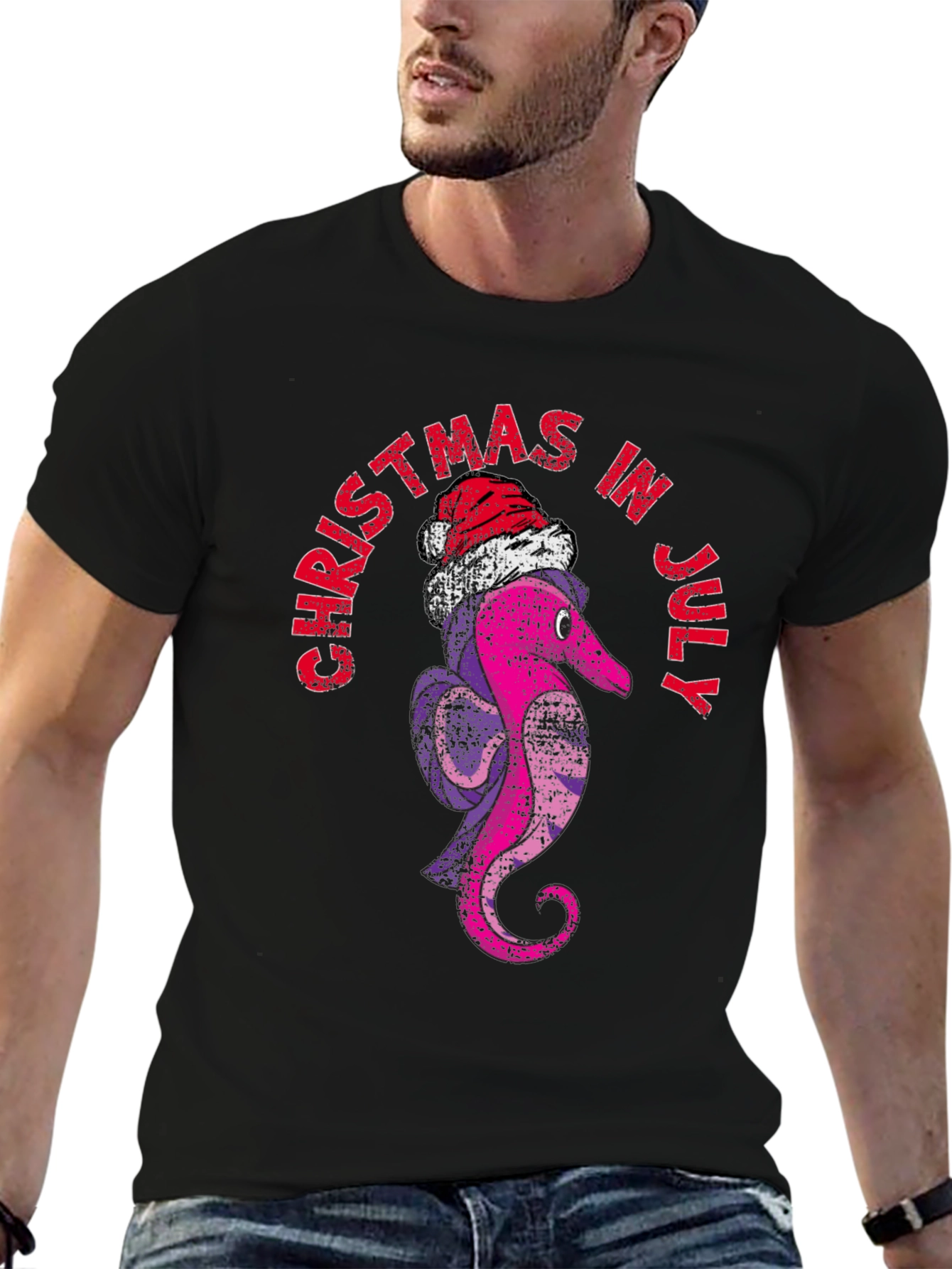 Christmas in July T-Shirt Santa Worm Tee