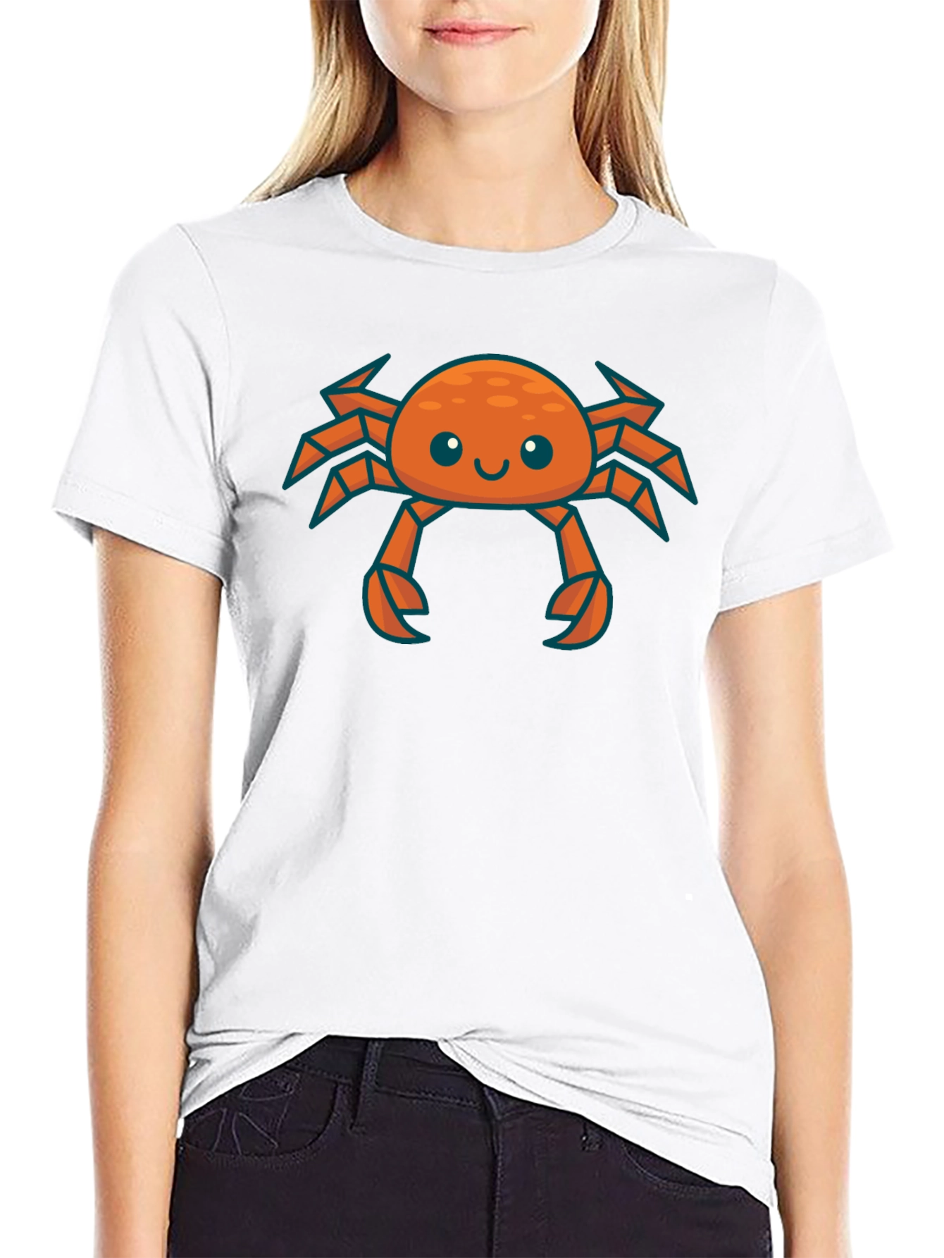 Cute Crab Graphic Tee - Black Cotton T-Shirt