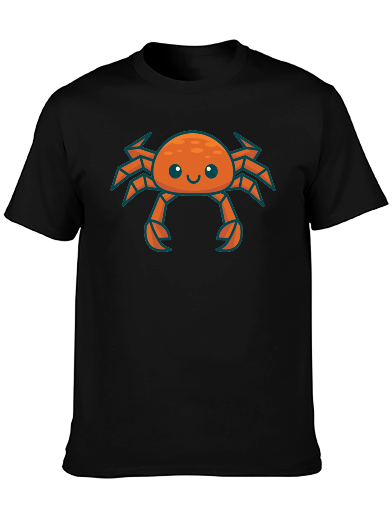 Cute Crab Graphic Tee - Black Cotton T-Shirt