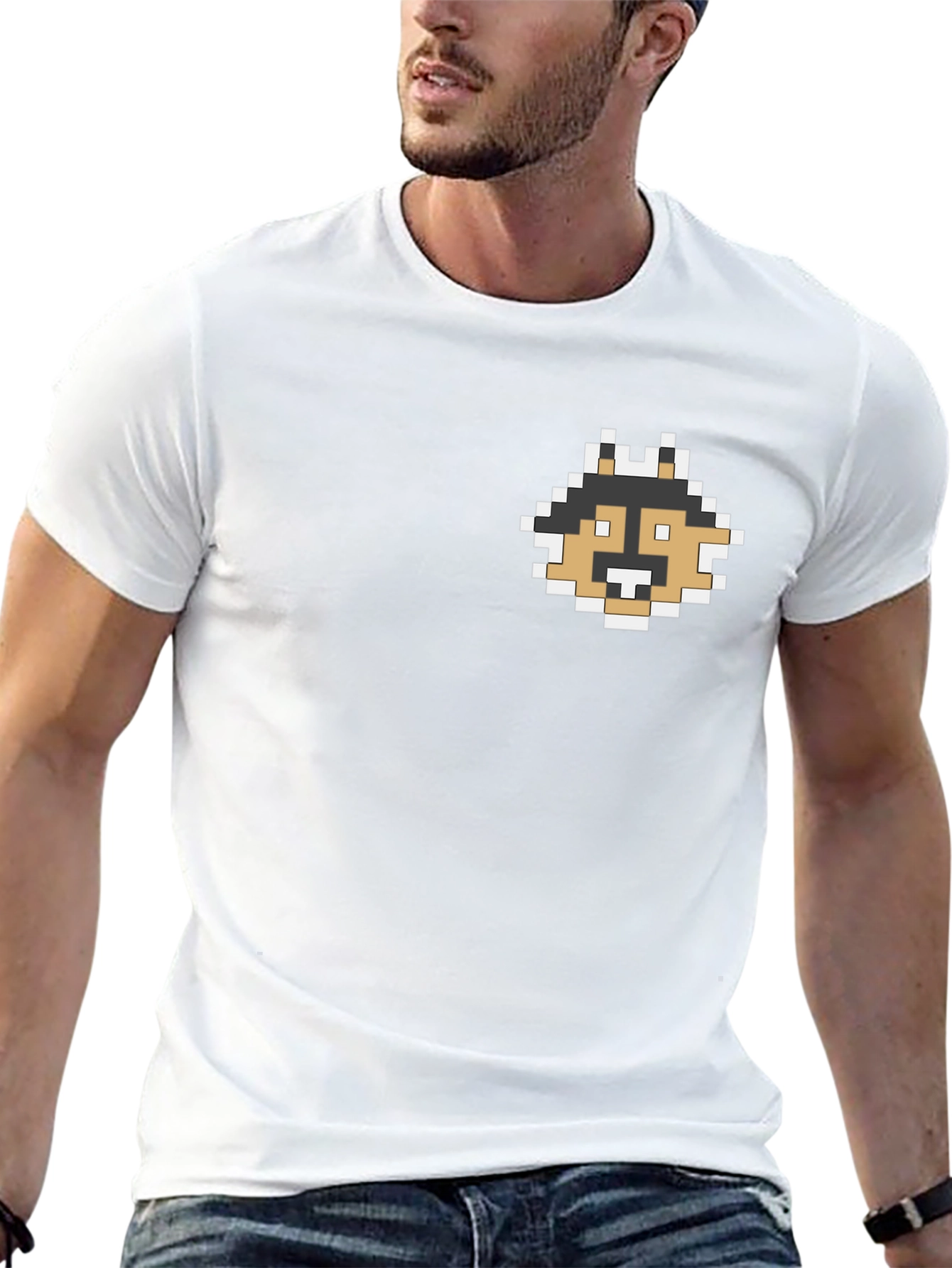 Pixel Dog Graphic Tee - Black Casual Shirt