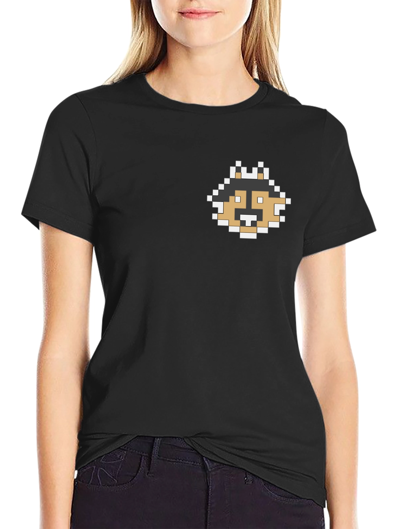 Pixel Dog Graphic Tee - Black Casual Shirt