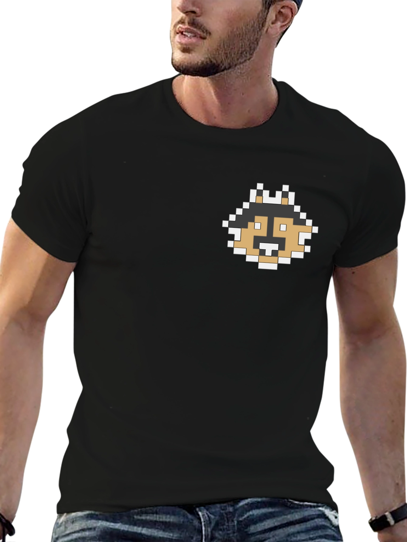 Pixel Dog Graphic Tee - Black Casual Shirt