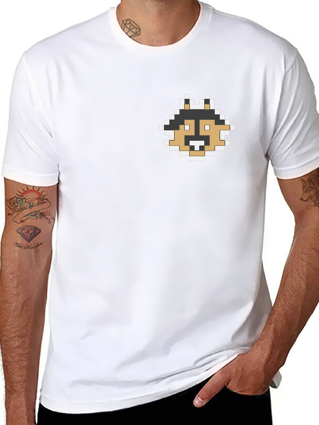 Pixel Dog Graphic Tee - Black Casual Shirt