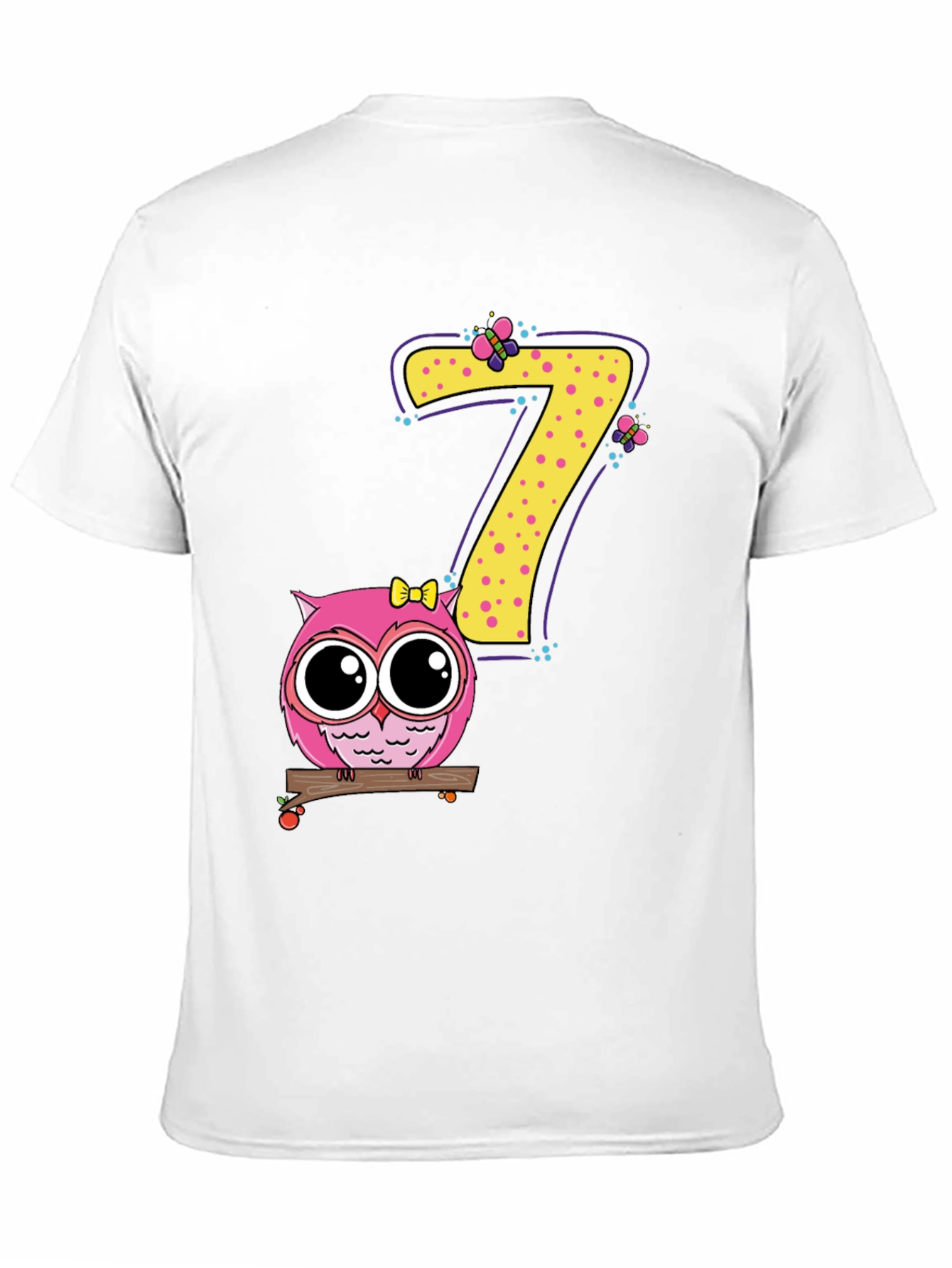 Cute Owl Birthday Number 7 Kids T-Shirt