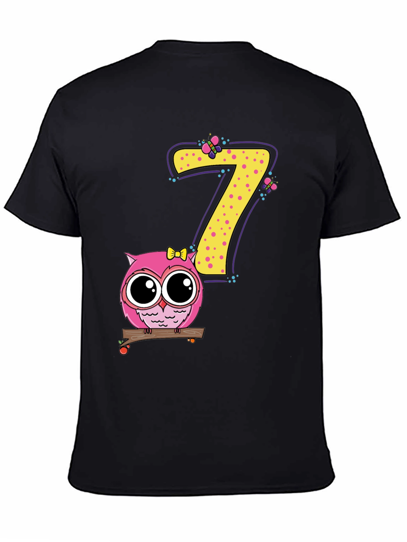 Cute Owl Birthday Number 7 Kids T-Shirt