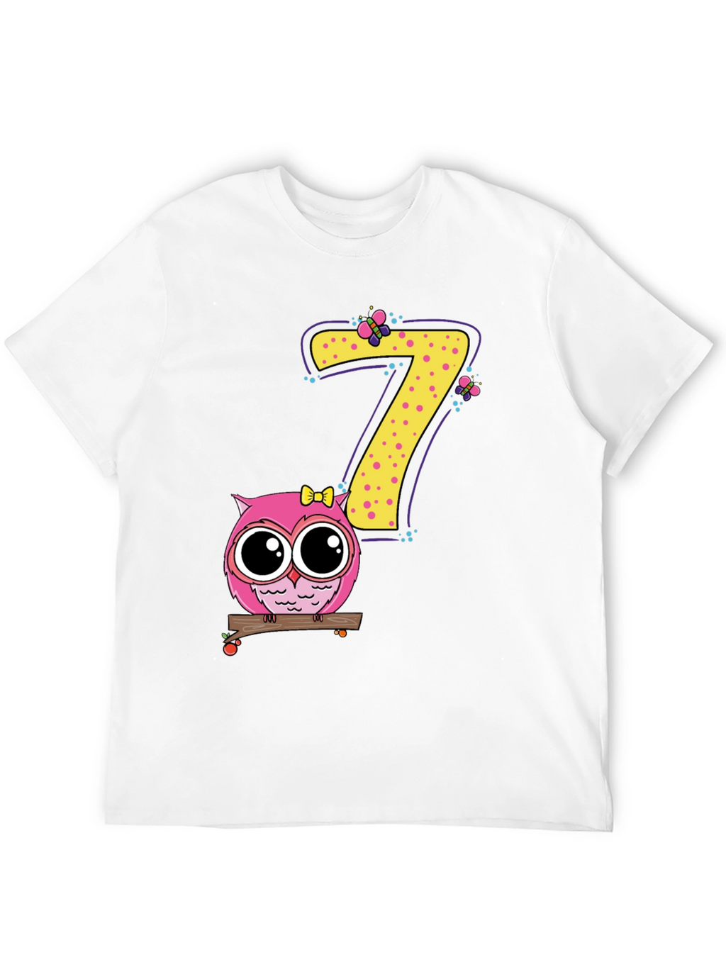 Cute Owl Birthday Number 7 Kids T-Shirt