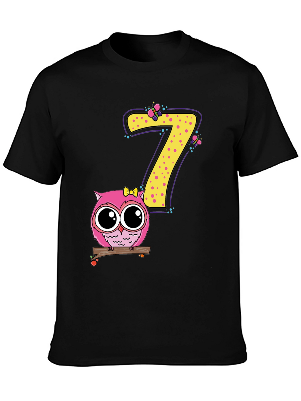 Cute Owl Birthday Number 7 Kids T-Shirt