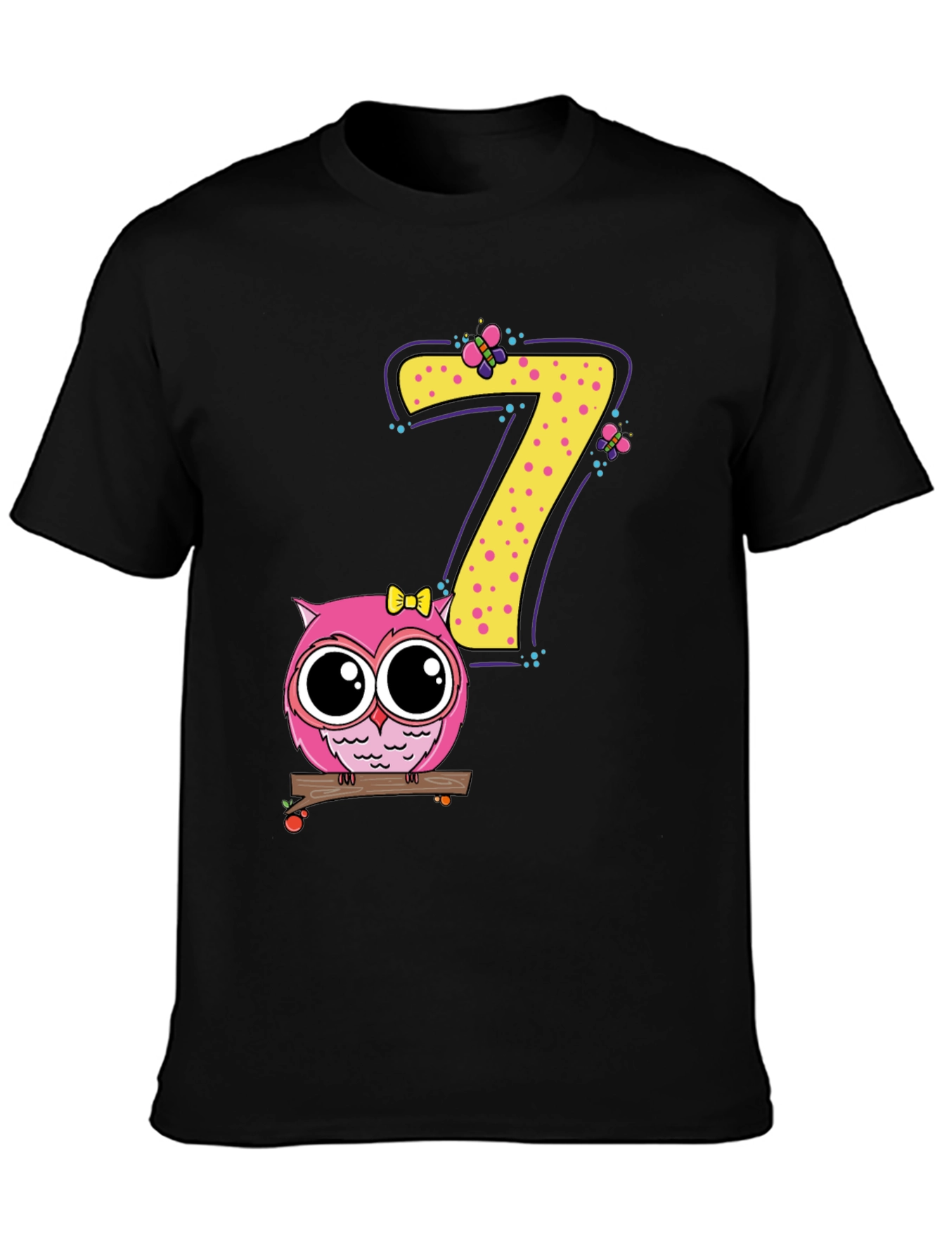 Cute Owl Birthday Number 7 Kids T-Shirt