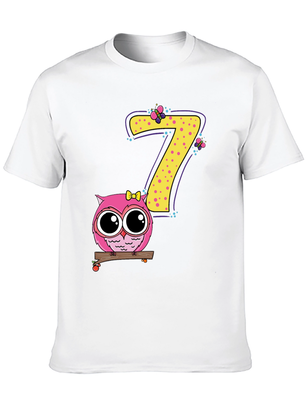 Cute Owl Birthday Number 7 Kids T-Shirt