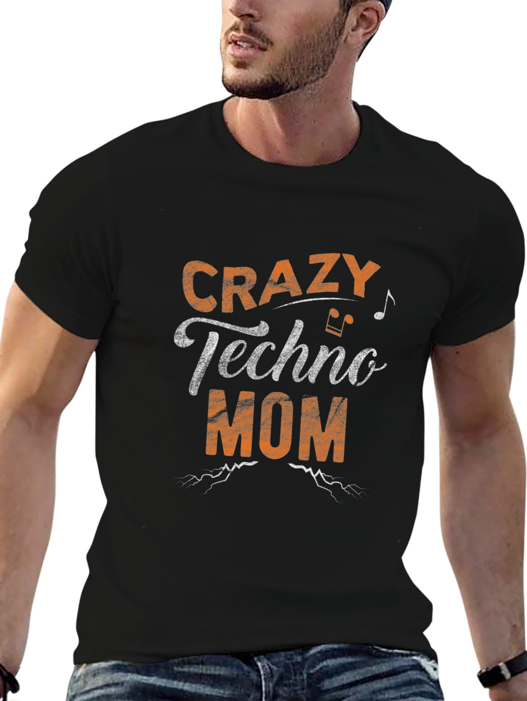 Crazy Techno Mom Black Graphic T-Shirt