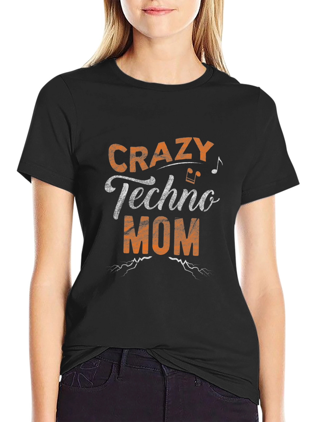 Crazy Techno Mom Black Graphic T-Shirt