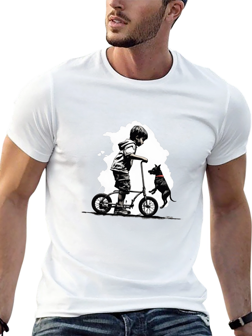 Boy on Bike T-Shirt - Black