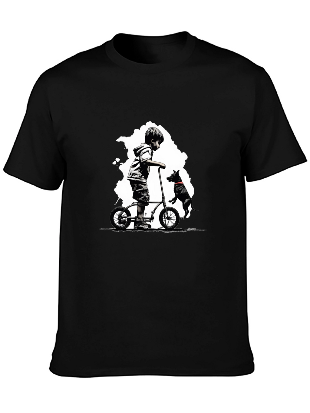 Boy on Bike T-Shirt - Black
