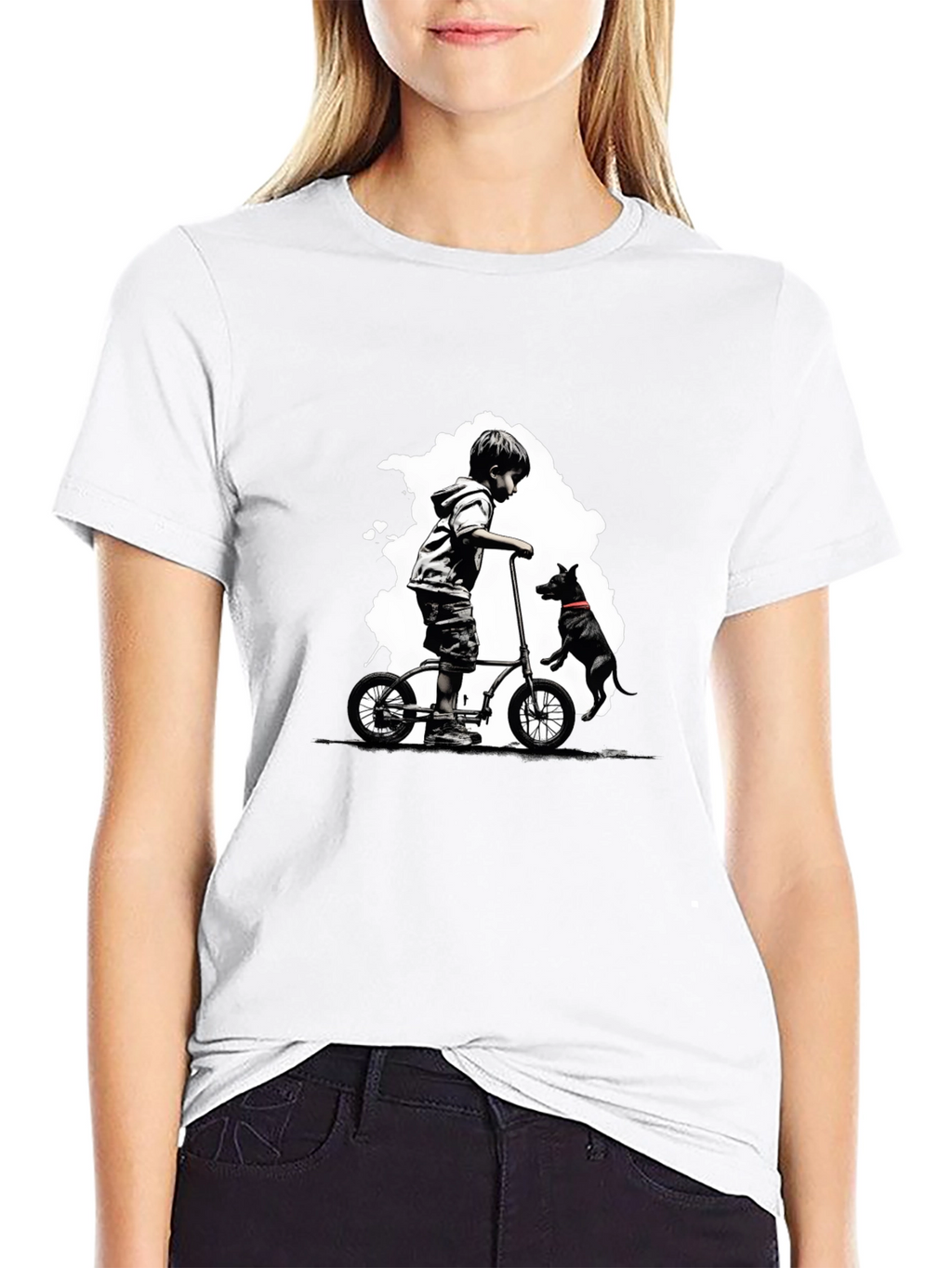 Boy on Bike T-Shirt - Black