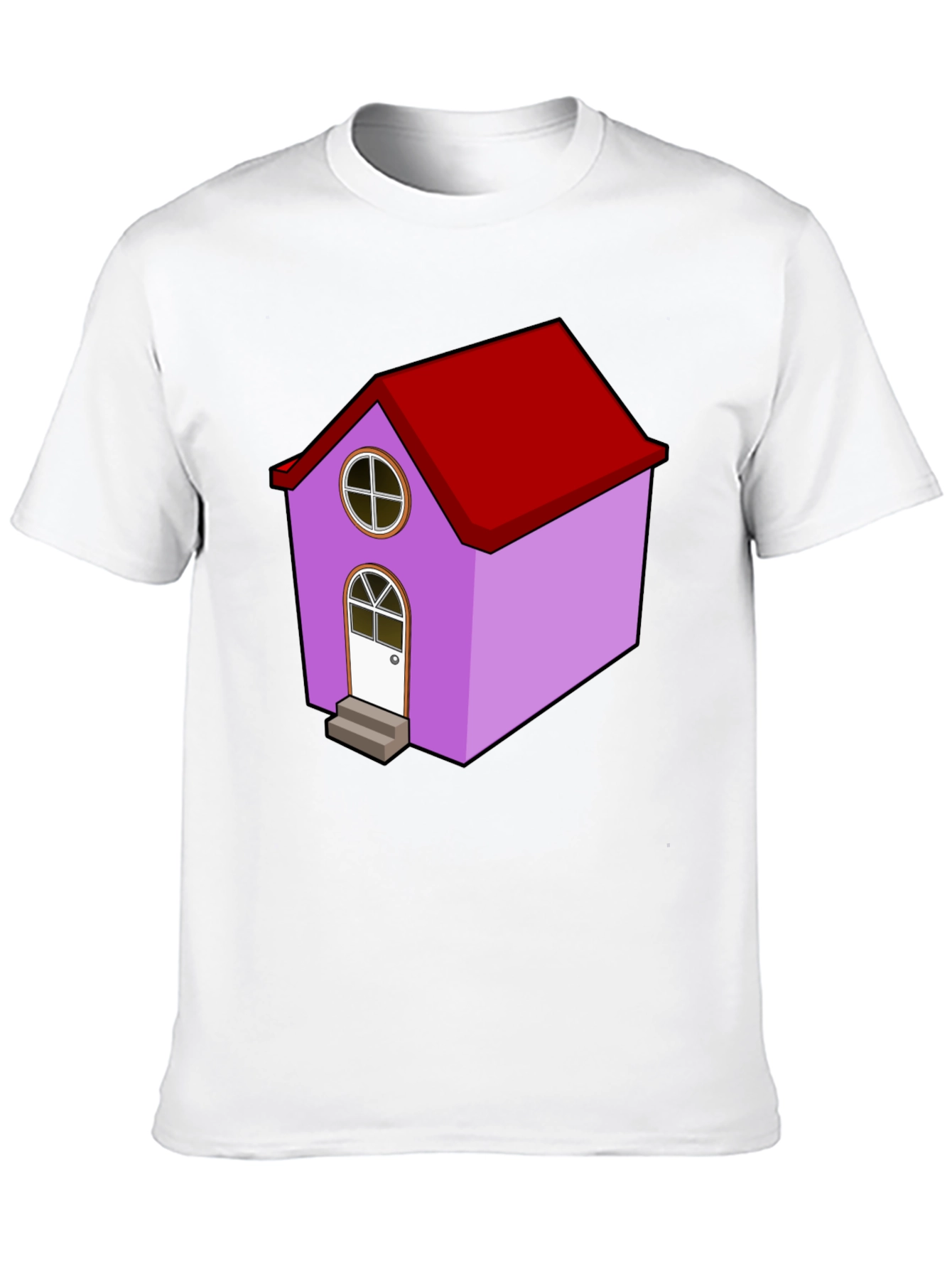 Cartoon House Graphic Tee - Quirky Black T-Shirt