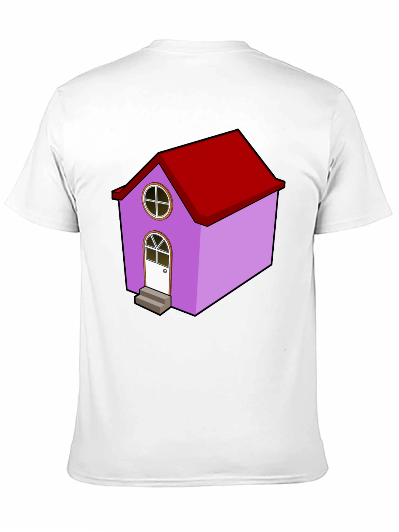 Cartoon House Graphic Tee - Quirky Black T-Shirt