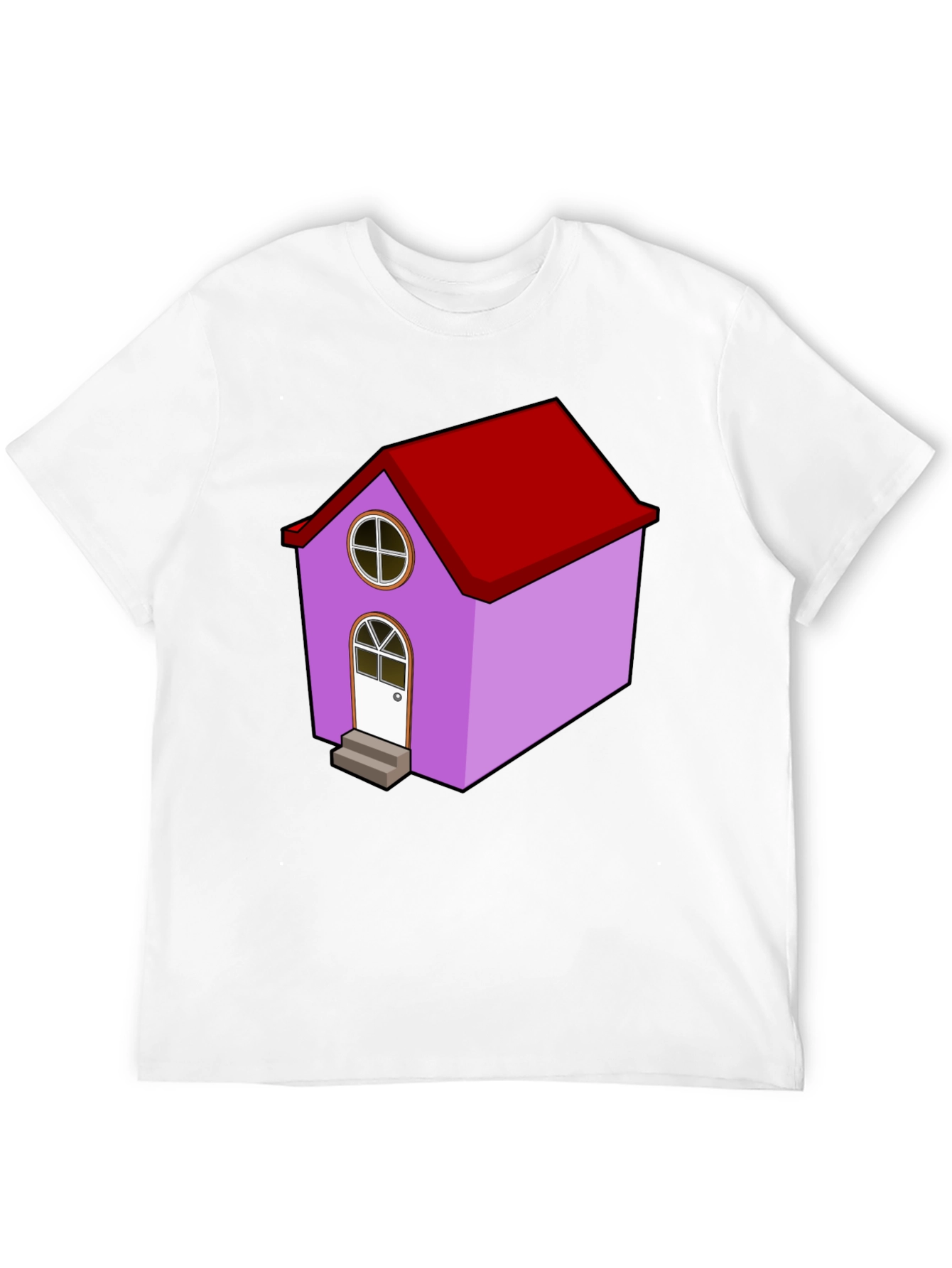 Cartoon House Graphic Tee - Quirky Black T-Shirt
