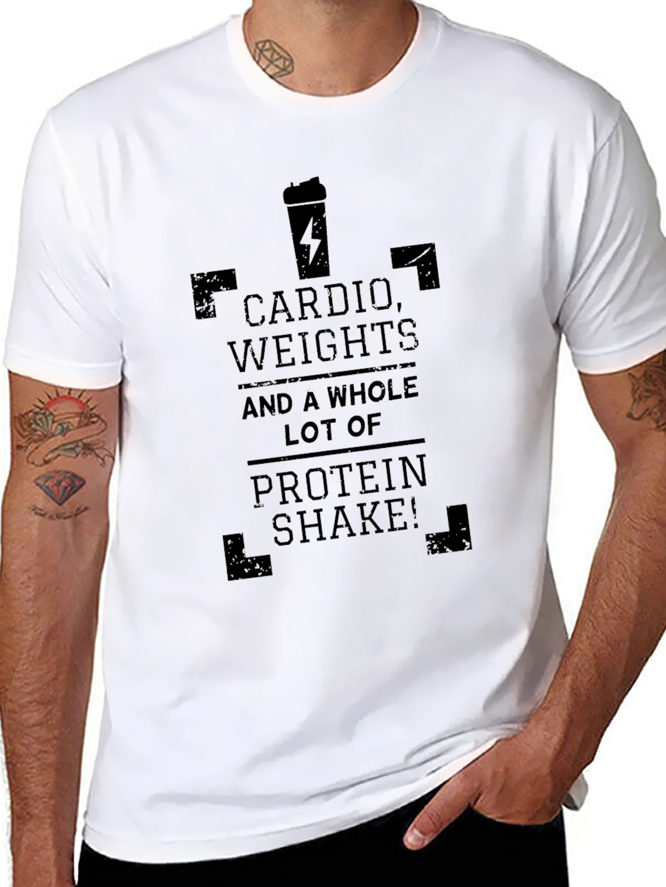 Cardio Weights Protein Shake Workout T-Shirt