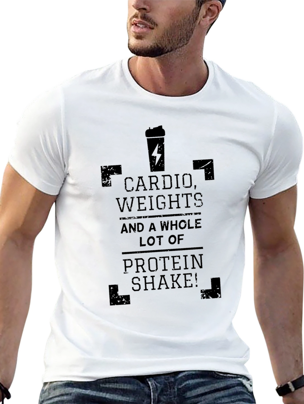Cardio Weights Protein Shake Workout T-Shirt