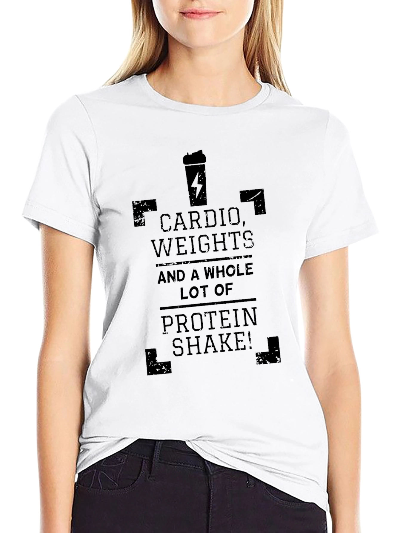 Cardio Weights Protein Shake Workout T-Shirt
