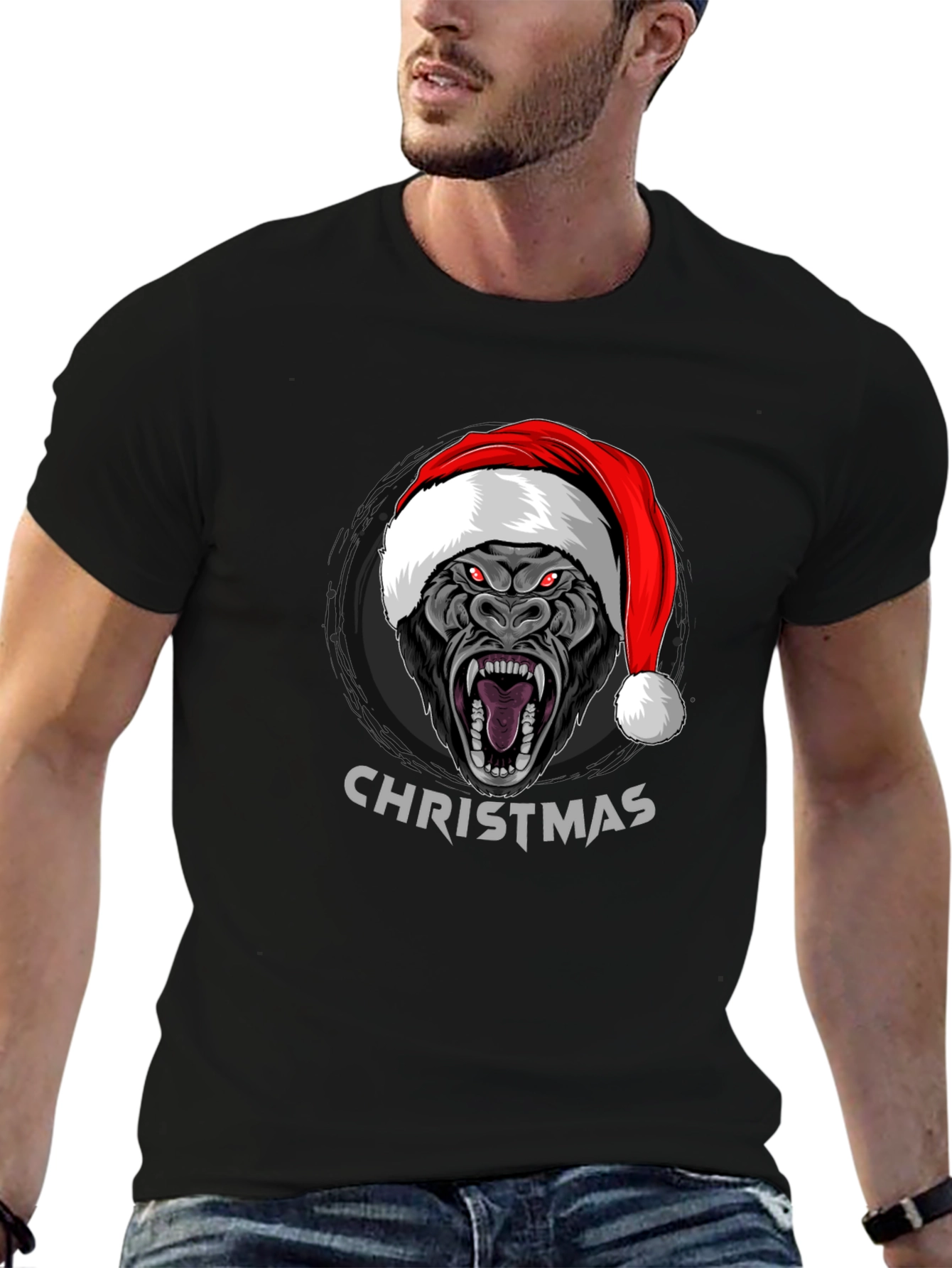 Christmas Gorilla Graphic T-Shirt