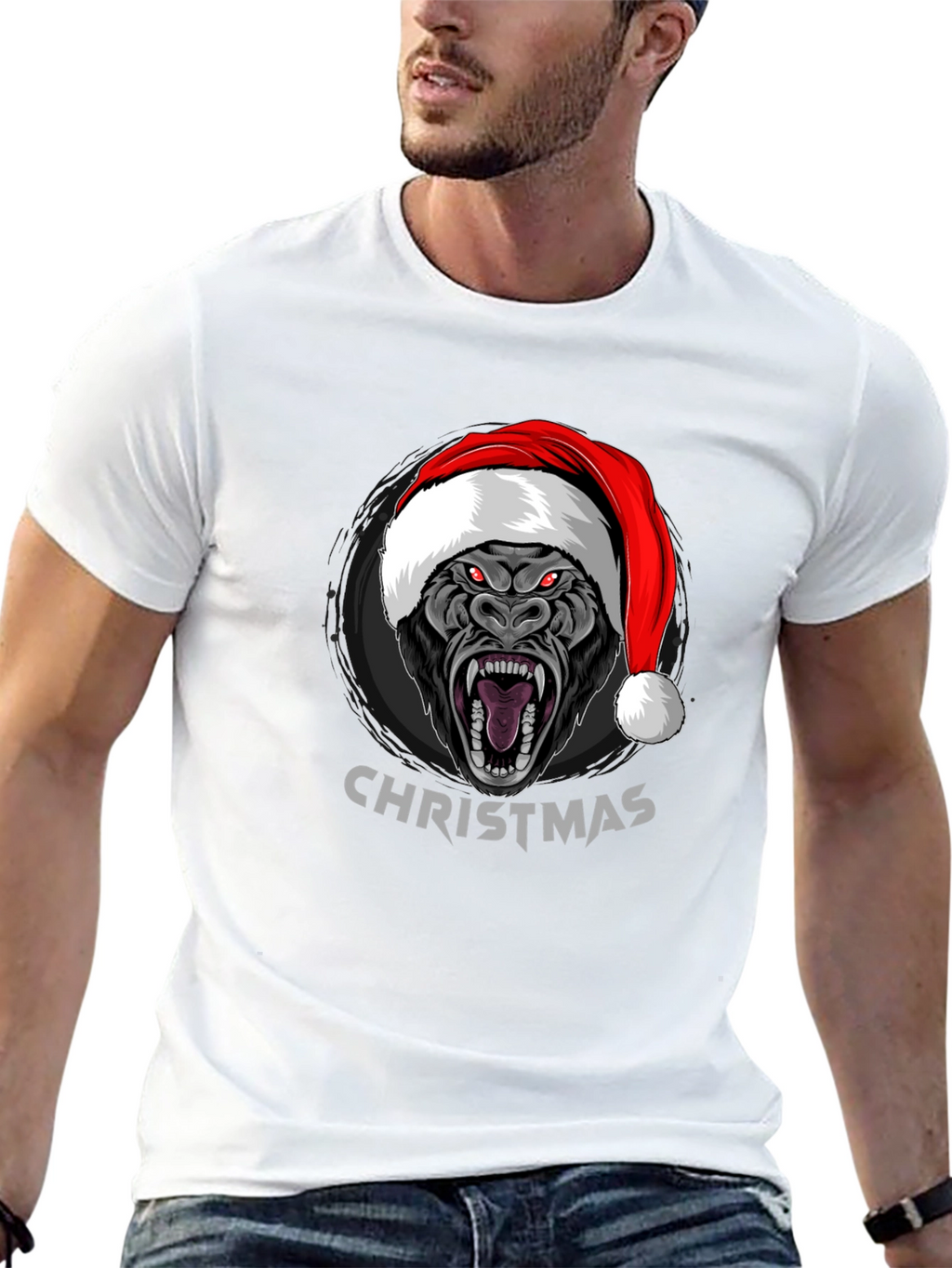 Christmas Gorilla Graphic T-Shirt
