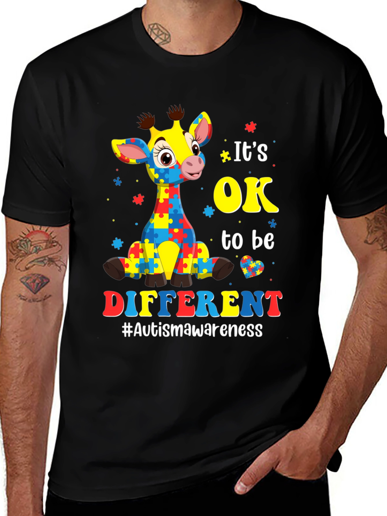 Autism Awareness Giraffe T-Shirt: Its OK to Be Different