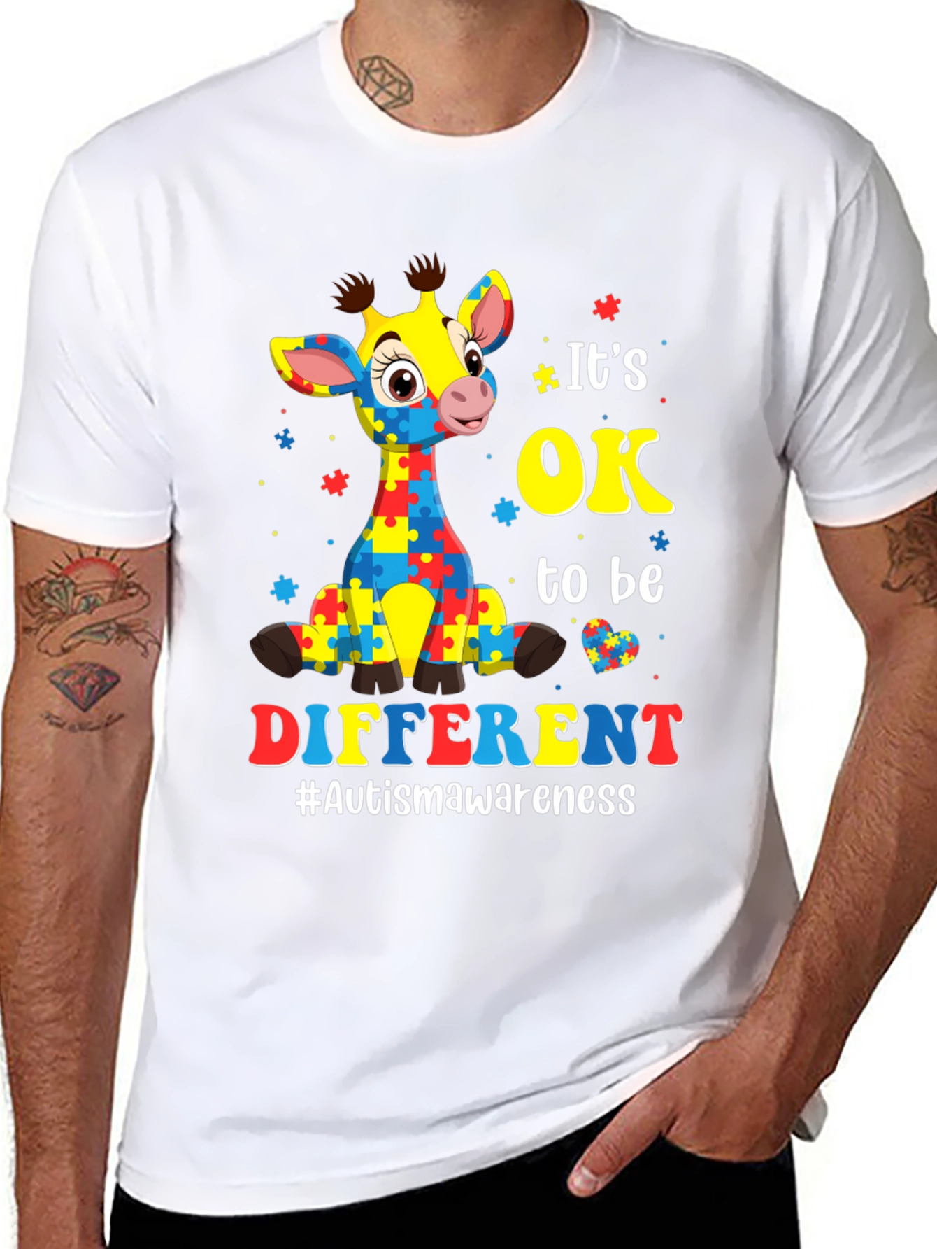 Autism Awareness Giraffe T-Shirt: Its OK to Be Different