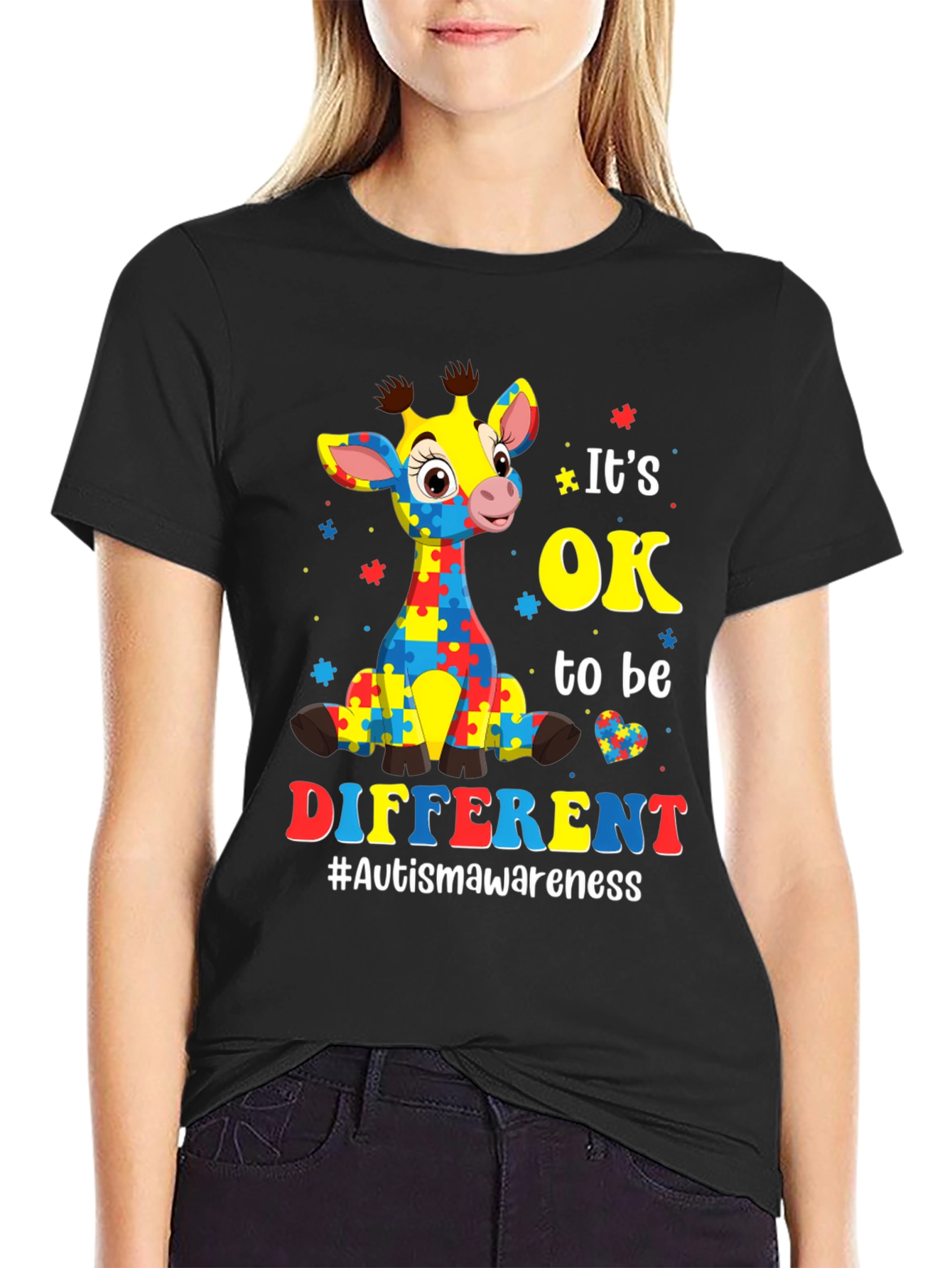 Autism Awareness Giraffe T-Shirt: Its OK to Be Different
