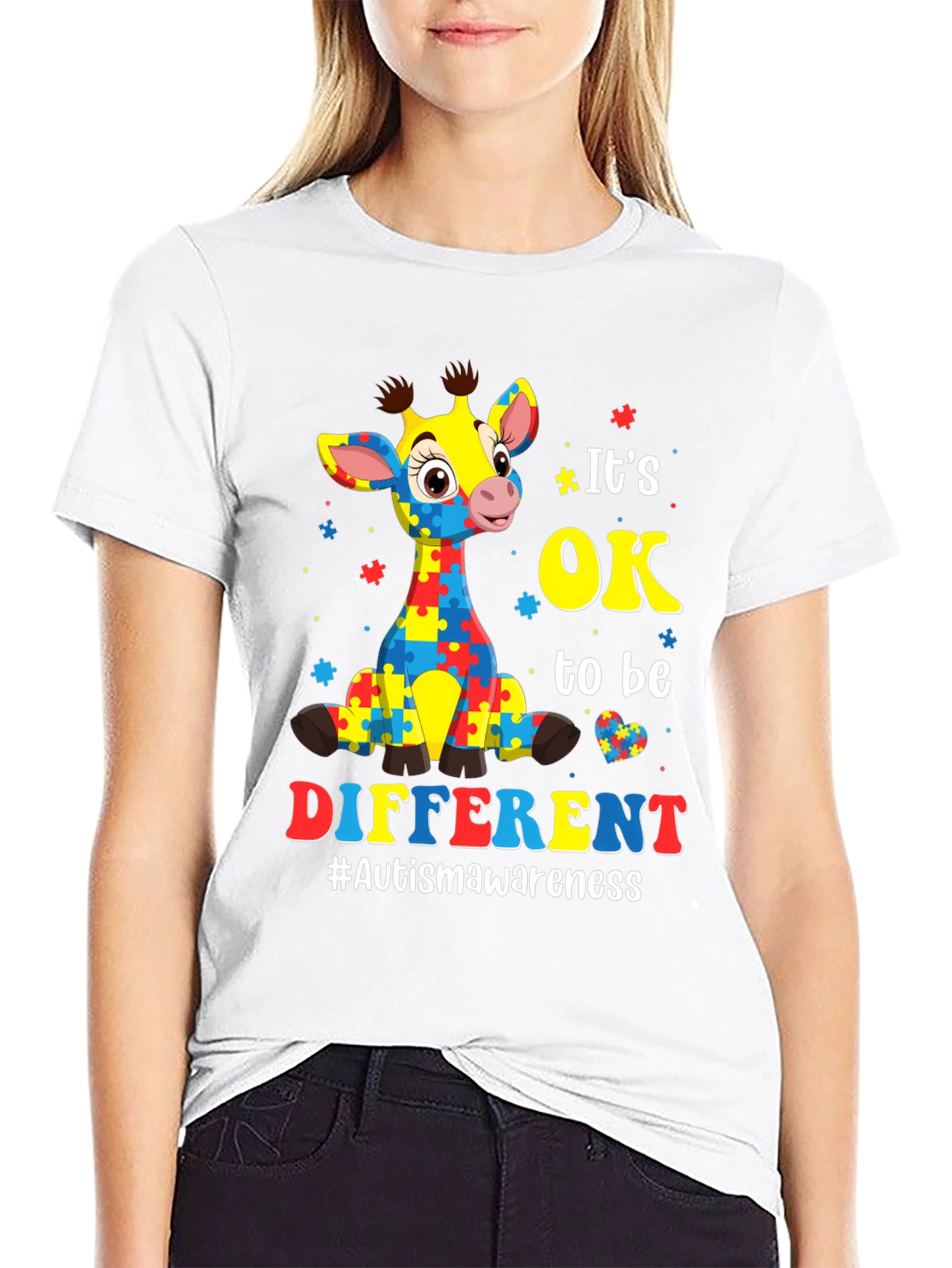 Autism Awareness Giraffe T-Shirt: Its OK to Be Different