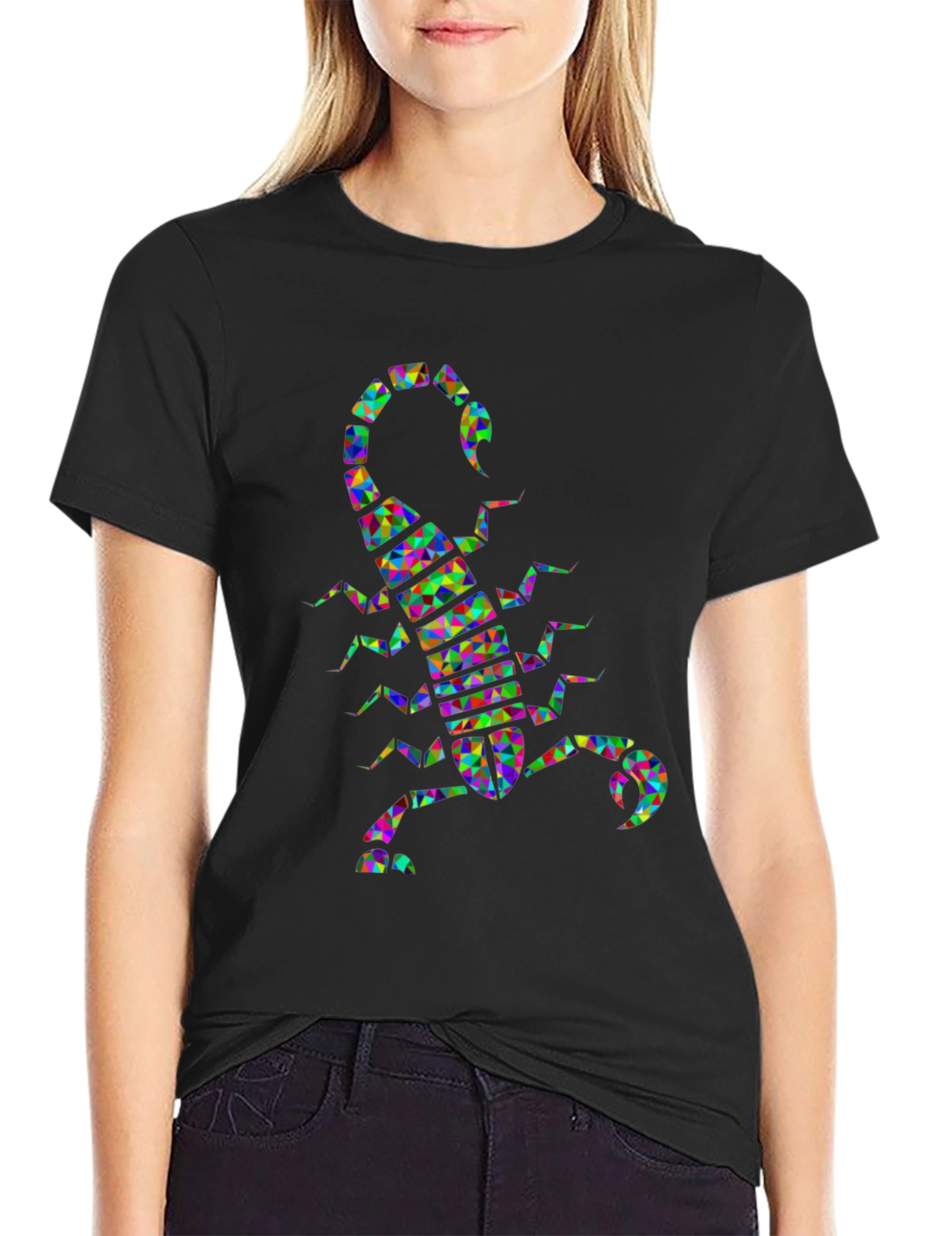 Abstract Scorpion Graphic Tee - Trendy Mens Black T-Shirt