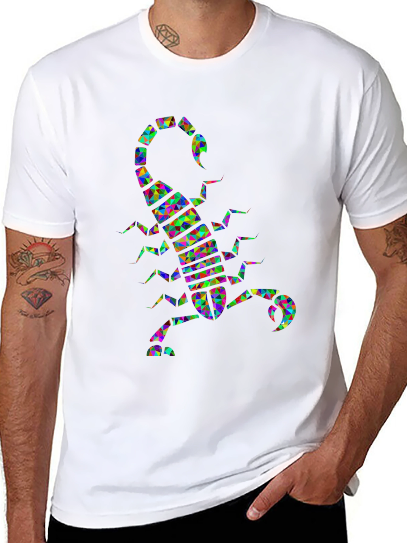 Abstract Scorpion Graphic Tee - Trendy Mens Black T-Shirt