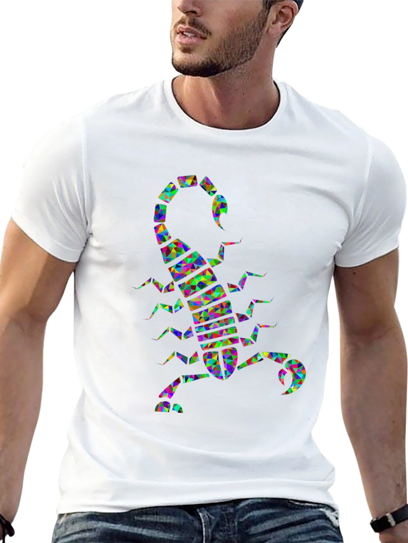 Abstract Scorpion Graphic Tee - Trendy Mens Black T-Shirt