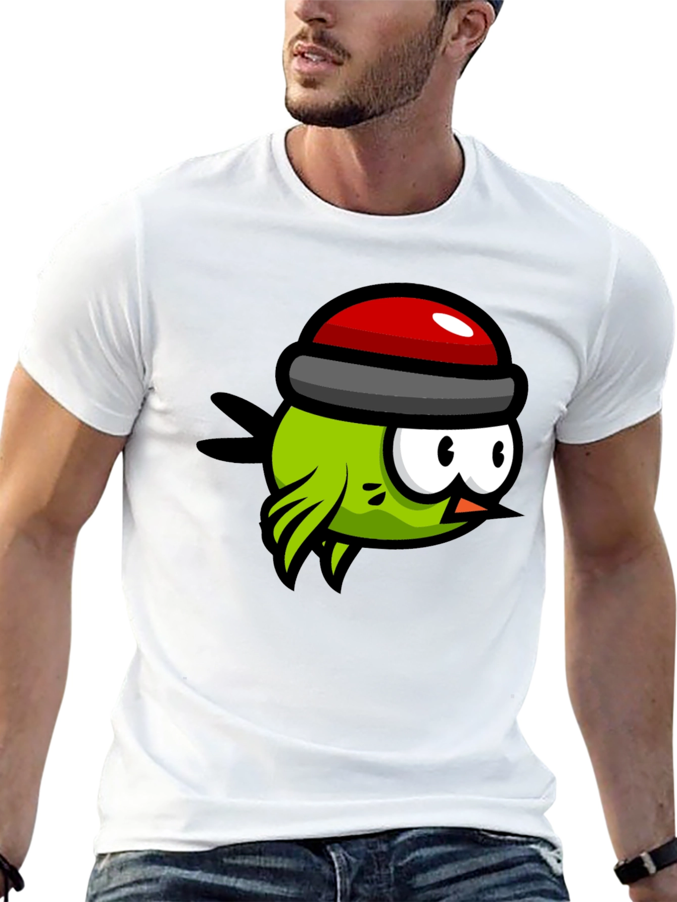 Cartoon Bird Graphic Tee - Quirky Black T-Shirt