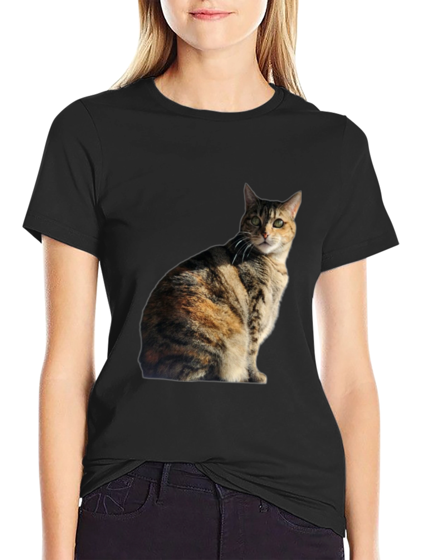 Cat Graphic Black T-Shirt - Unique Design