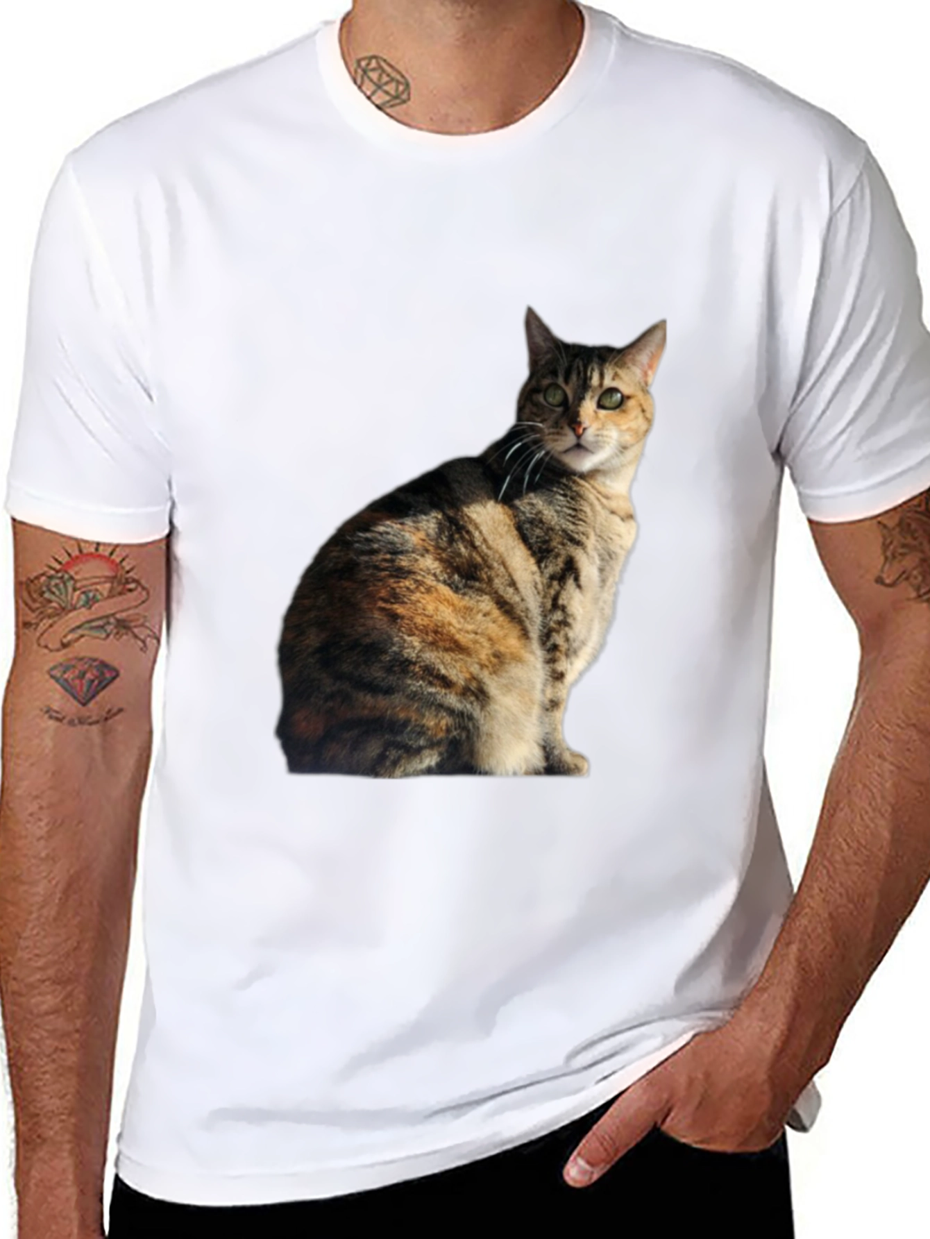 Cat Graphic Black T-Shirt - Unique Design
