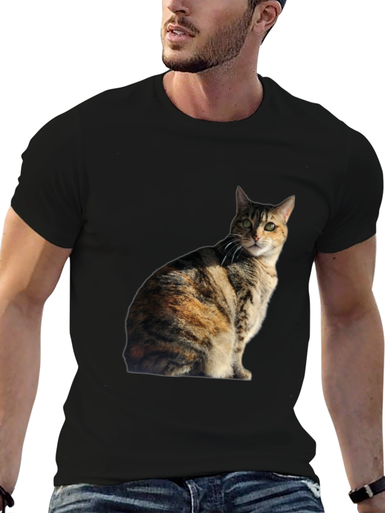Cat Graphic Black T-Shirt - Unique Design