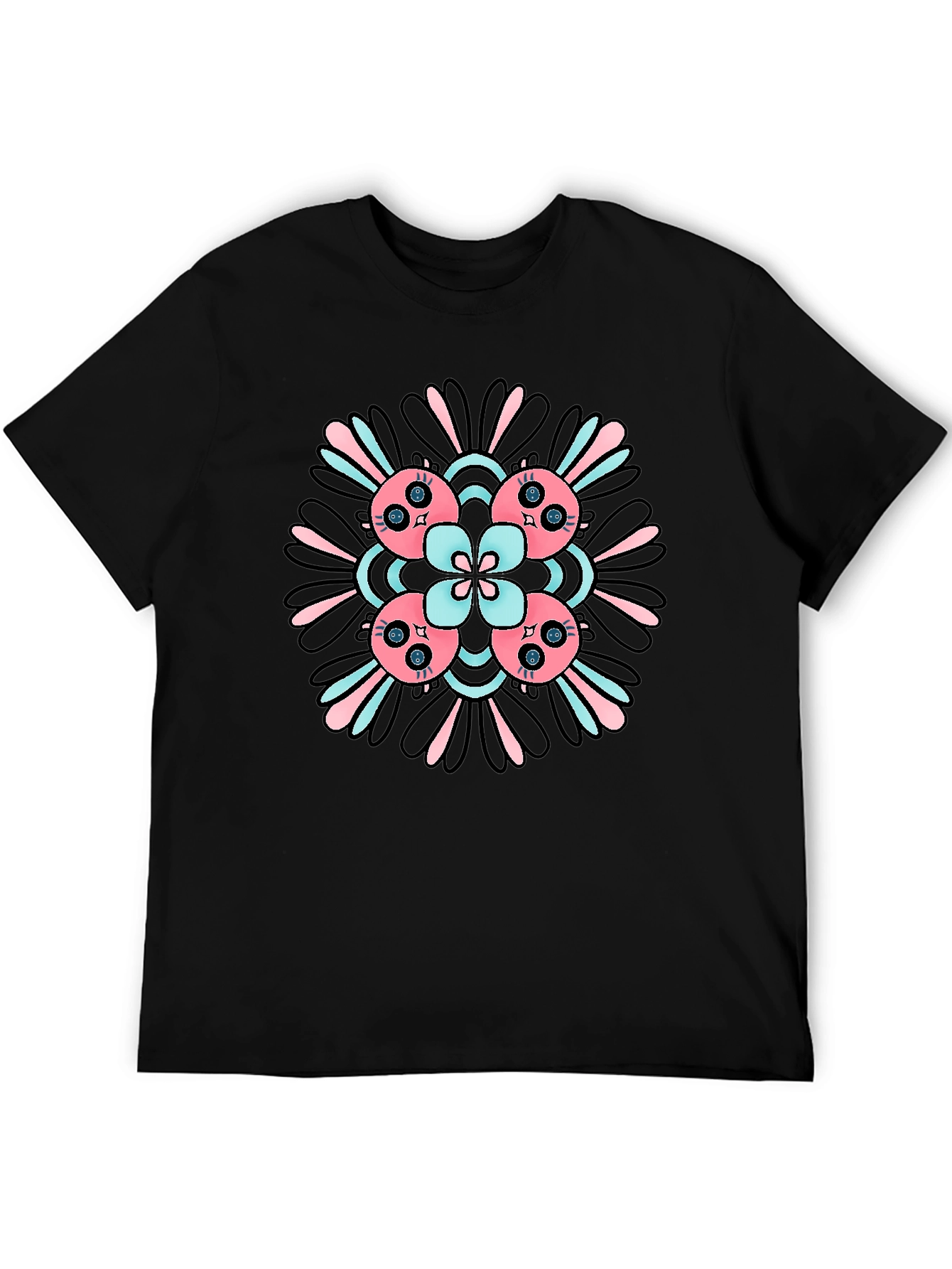 Abstract Floral T-Shirt - Black Casual Tee
