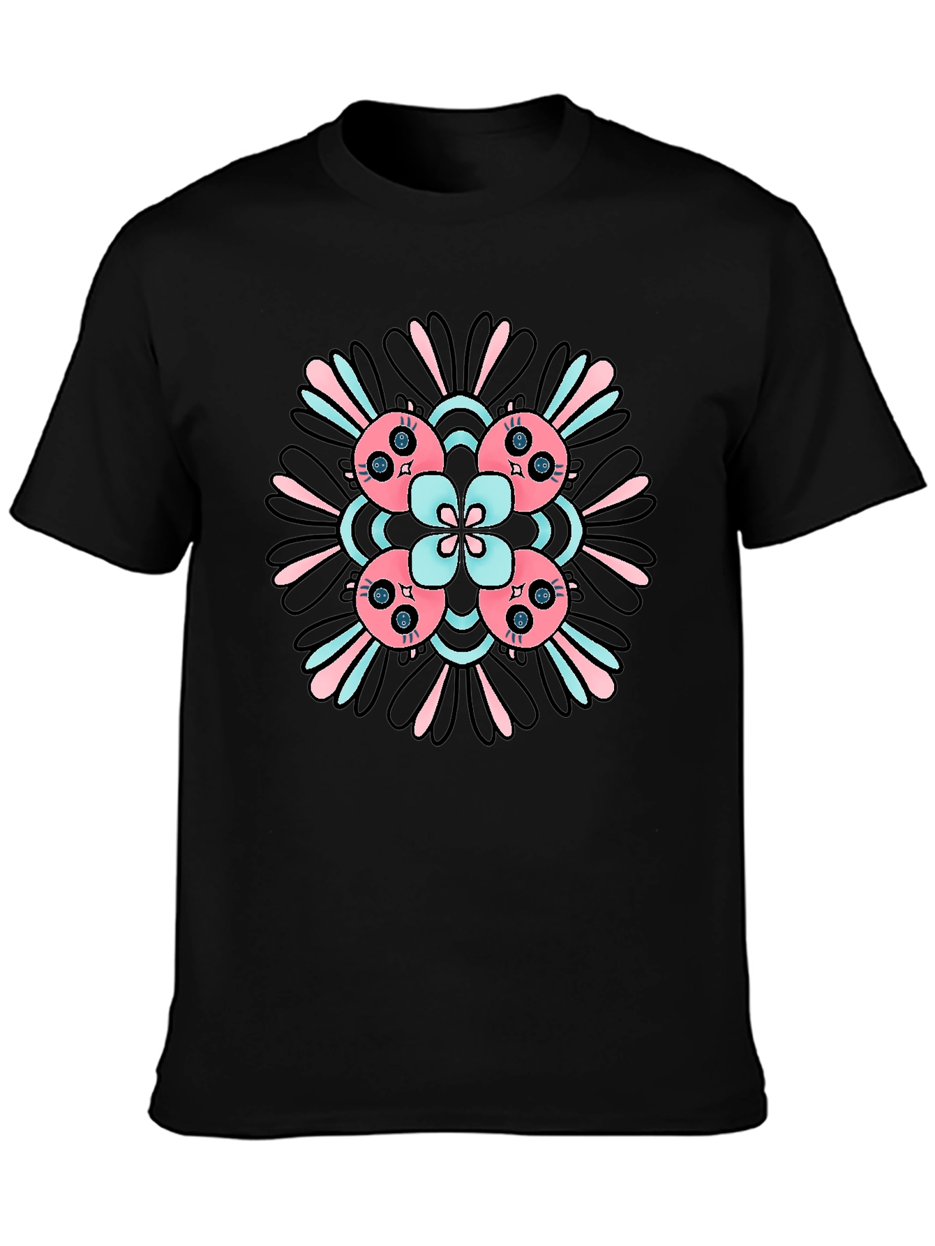 Abstract Floral T-Shirt - Black Casual Tee