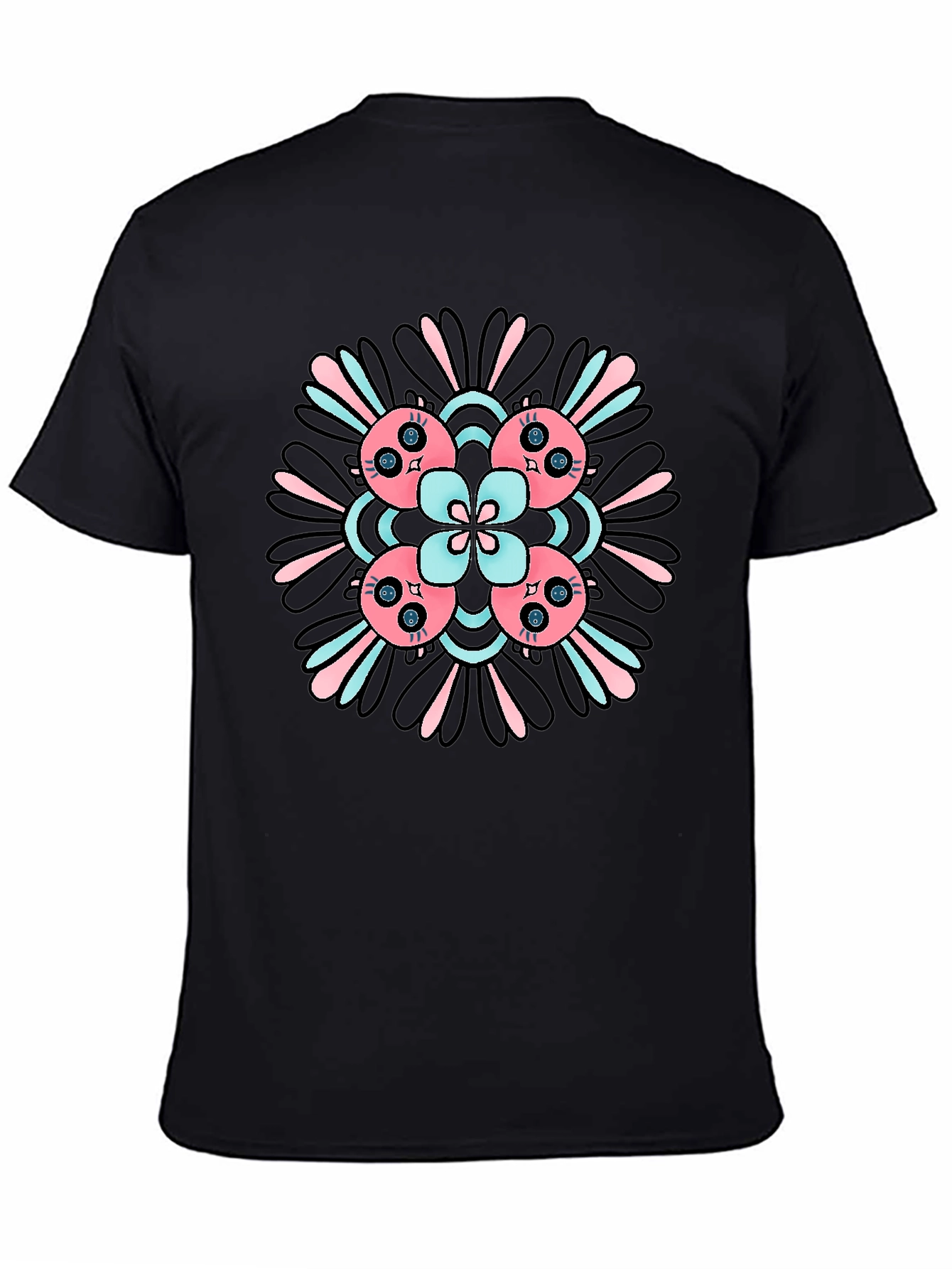 Abstract Floral T-Shirt - Black Casual Tee