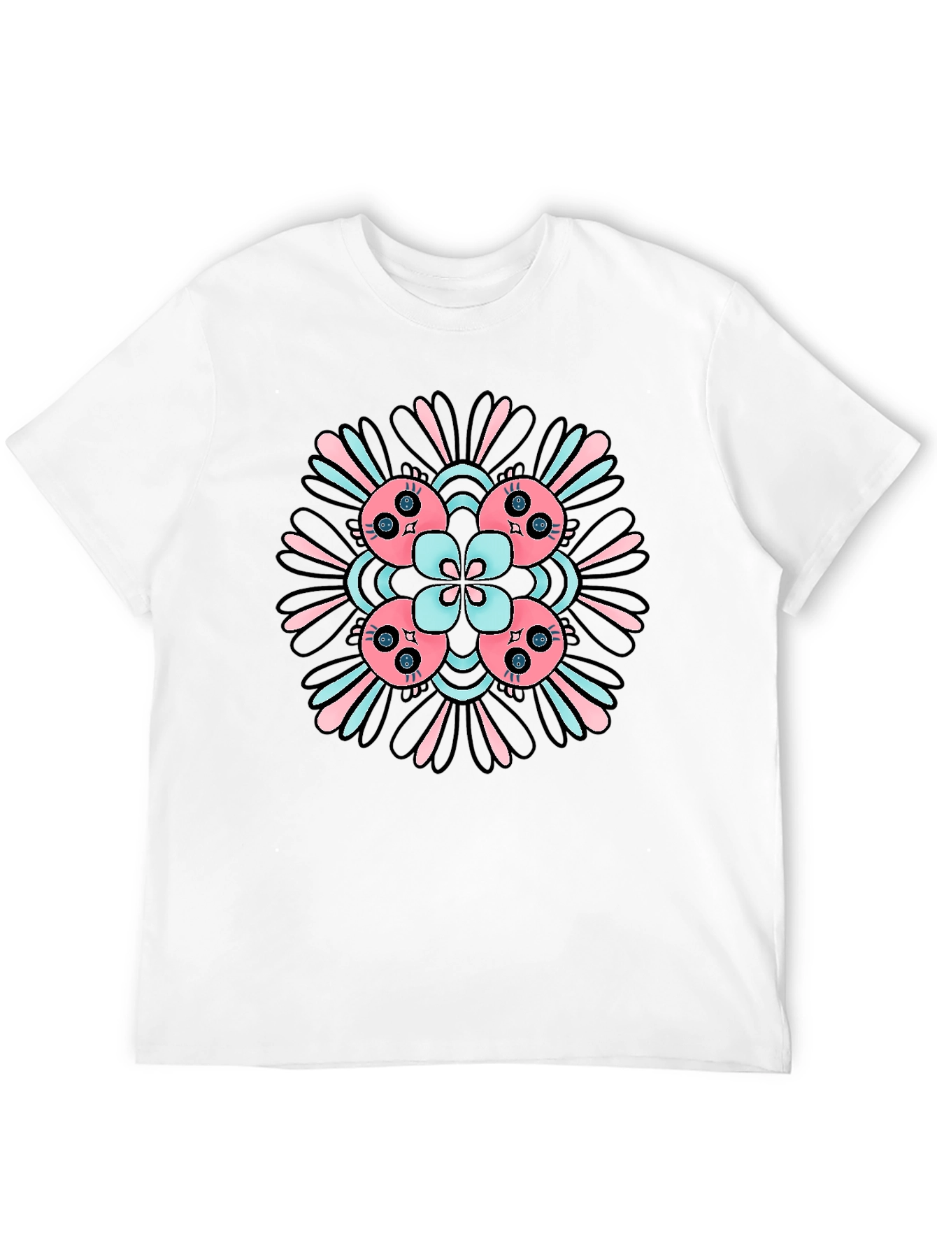 Abstract Floral T-Shirt - Black Casual Tee