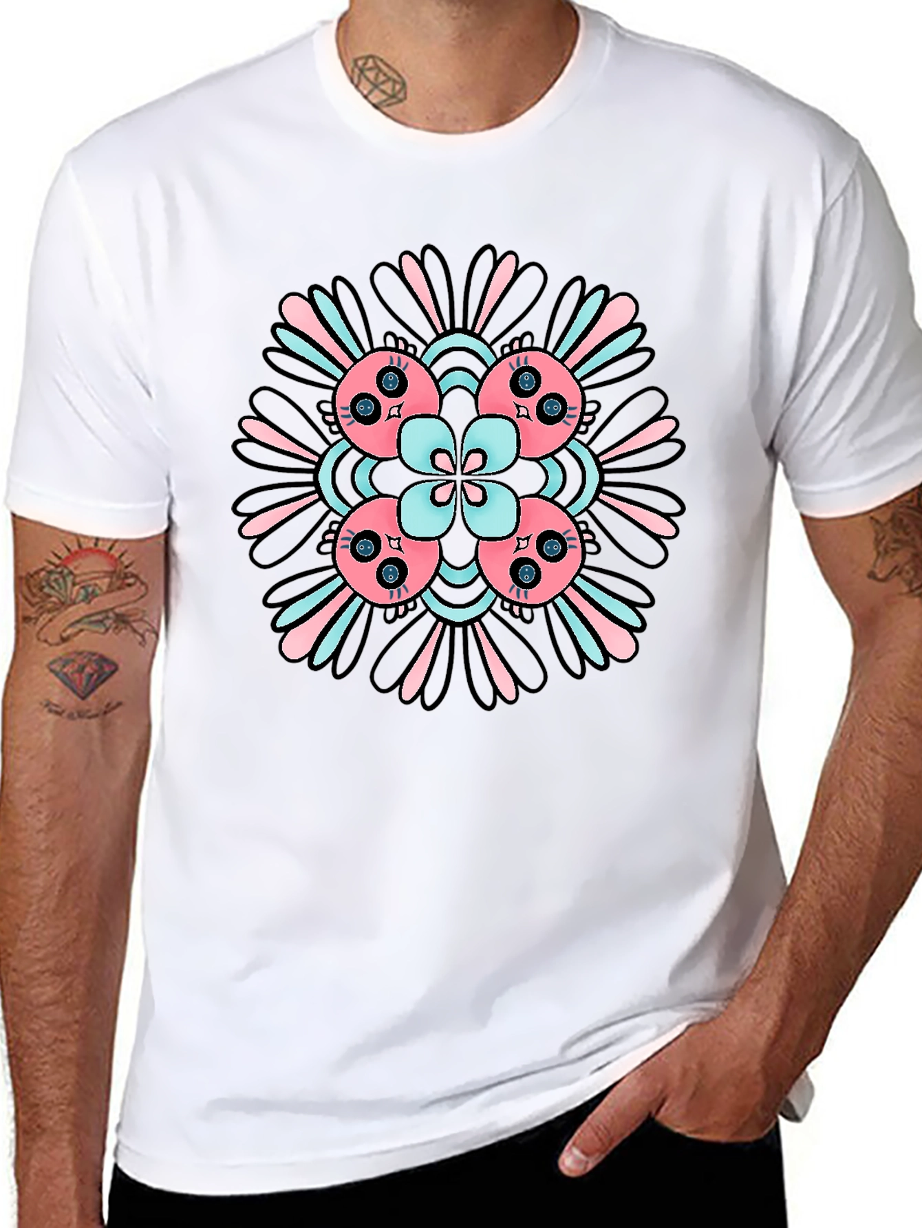 Abstract Floral T-Shirt - Black Casual Tee