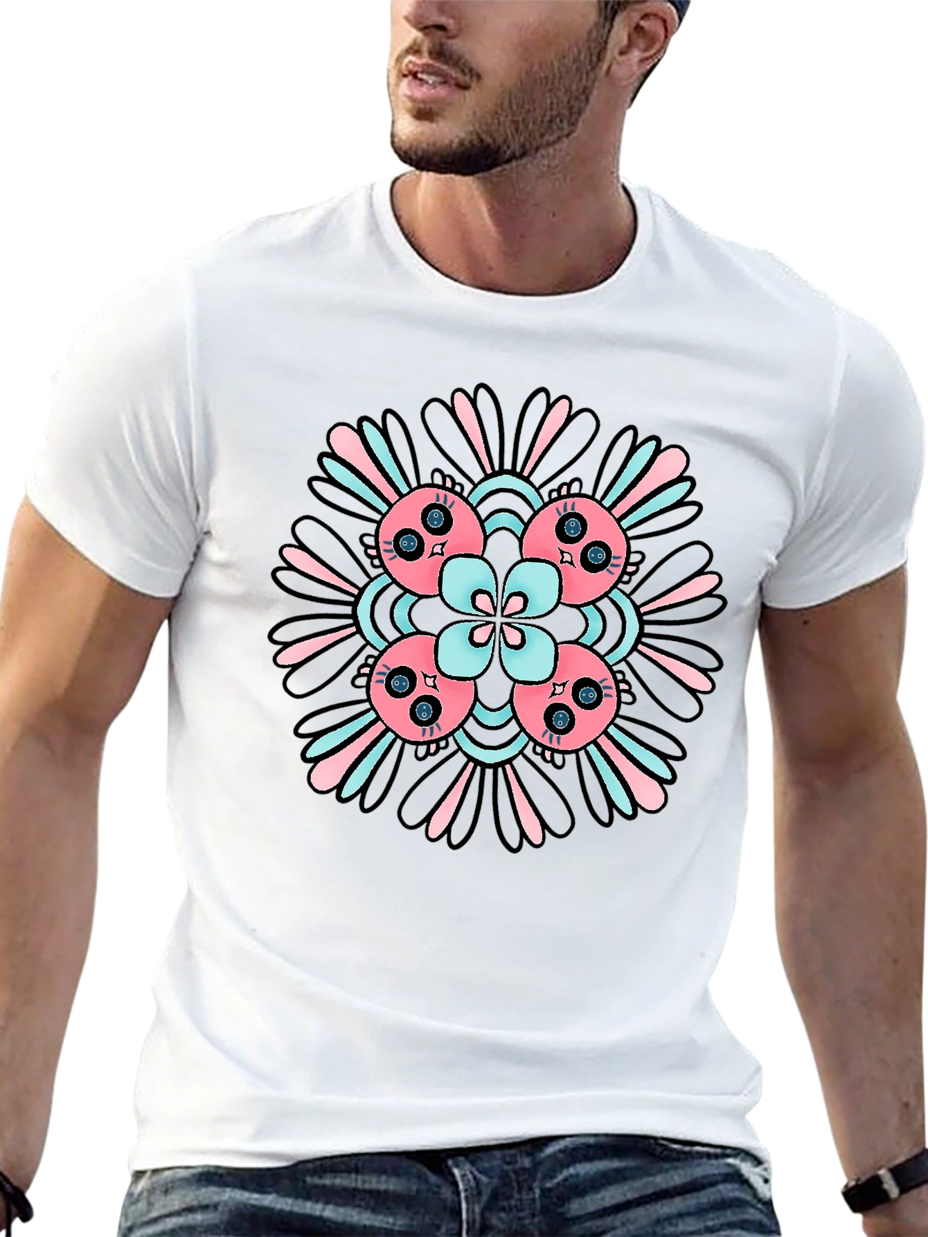 Abstract Floral T-Shirt - Black Casual Tee