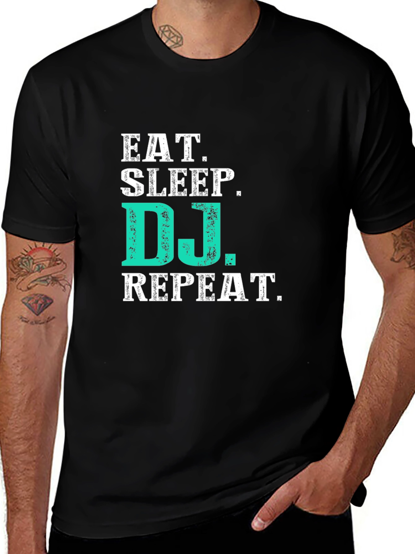 Eat Sleep DJ Repeat Graphic Tee - Black T-Shirt