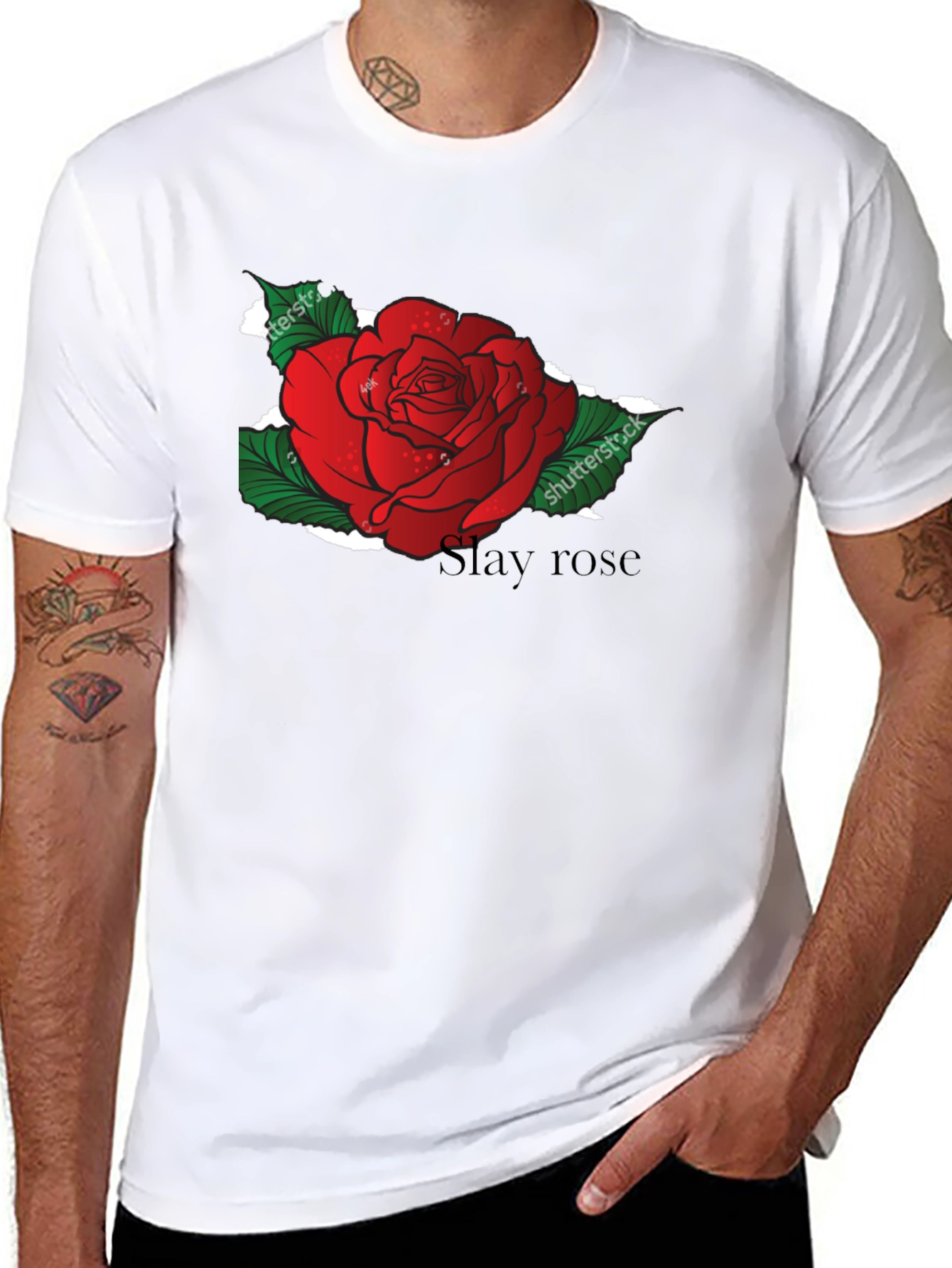 Slay Rose Black T-Shirt - Unique Floral Graphic