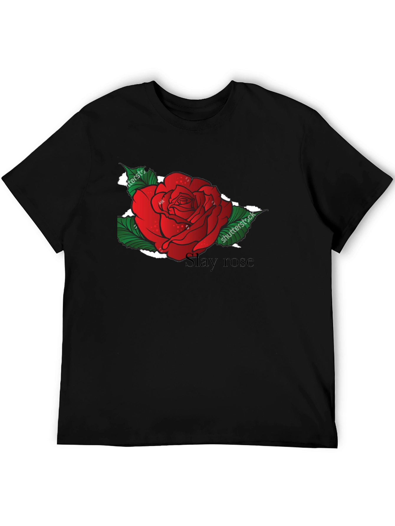 Slay Rose Black T-Shirt - Unique Floral Graphic