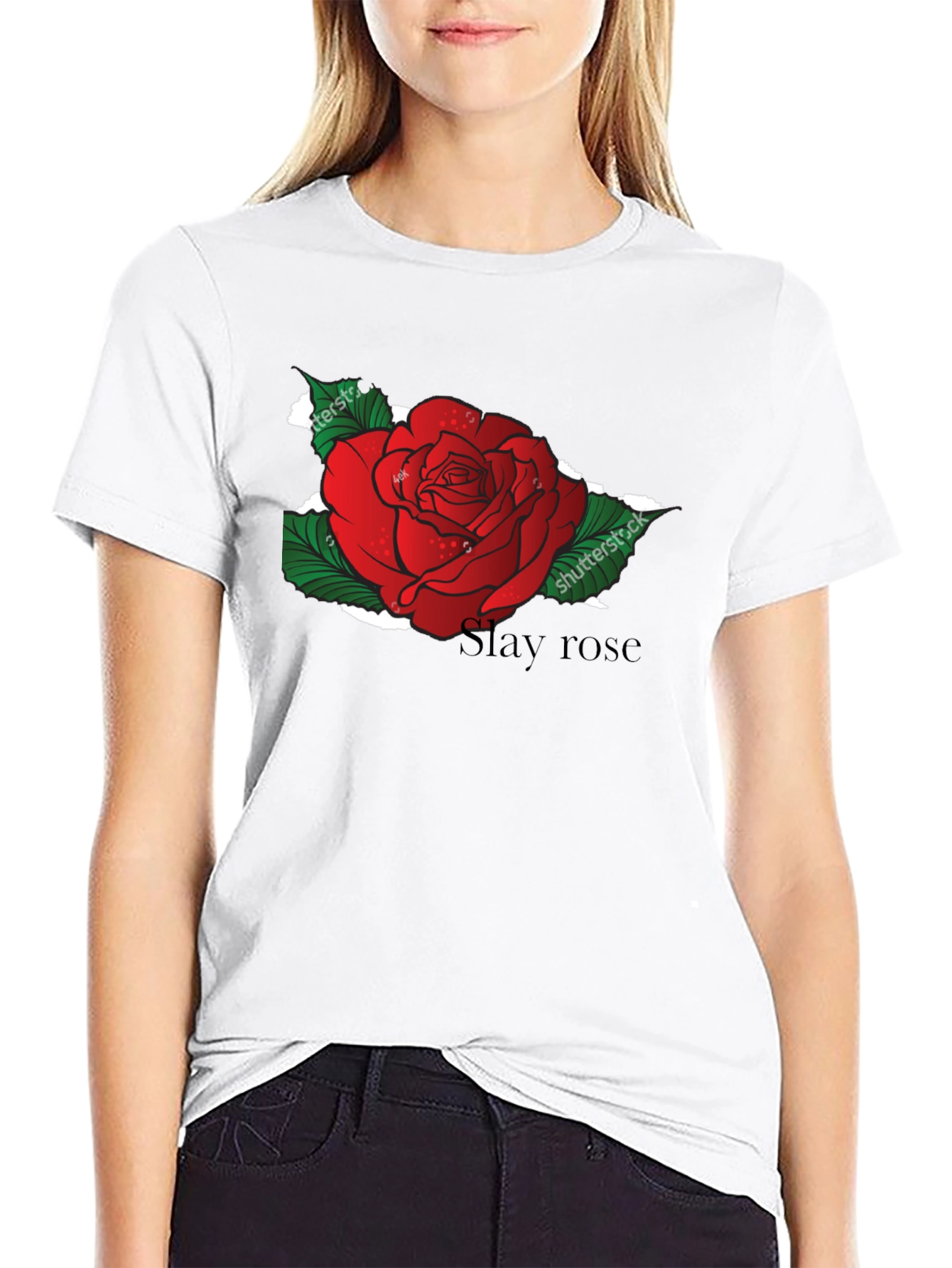 Slay Rose Black T-Shirt - Unique Floral Graphic