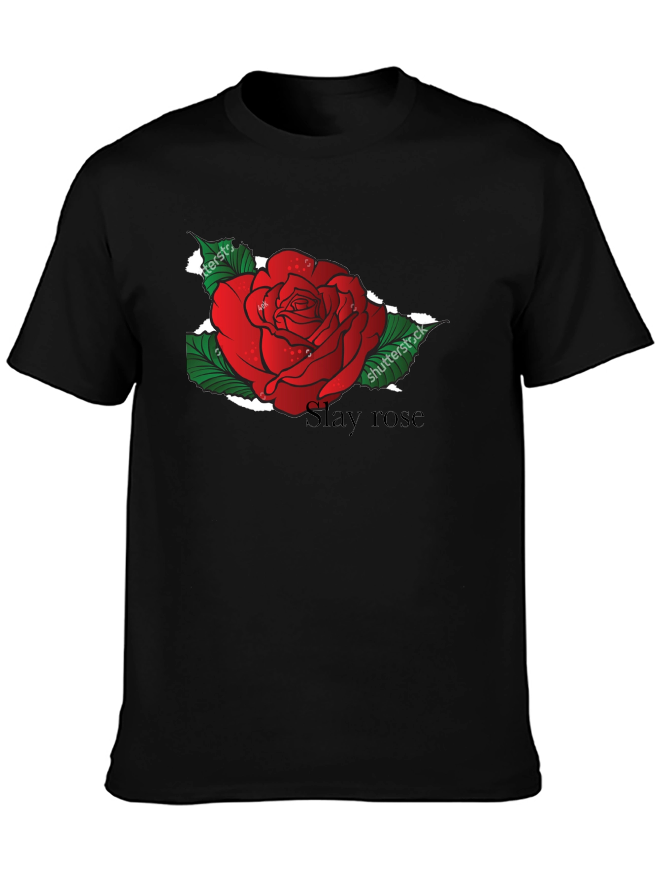 Slay Rose Black T-Shirt - Unique Floral Graphic