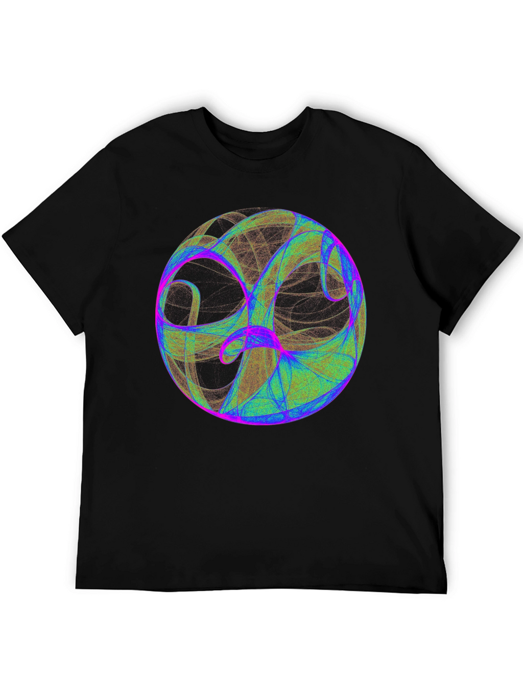 Abstract Sphere Graphic Print Black T-Shirt