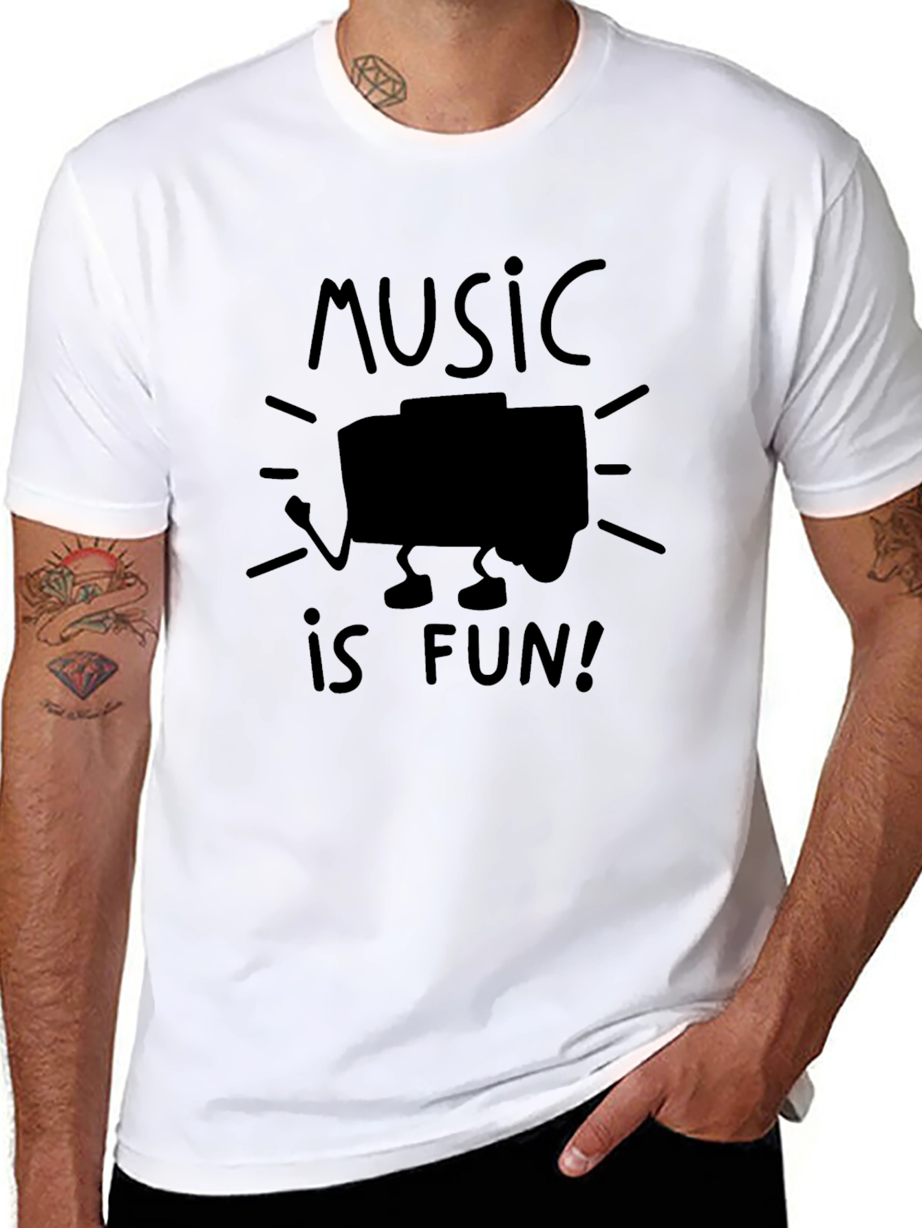 Music is Fun! Black Graphic Tee